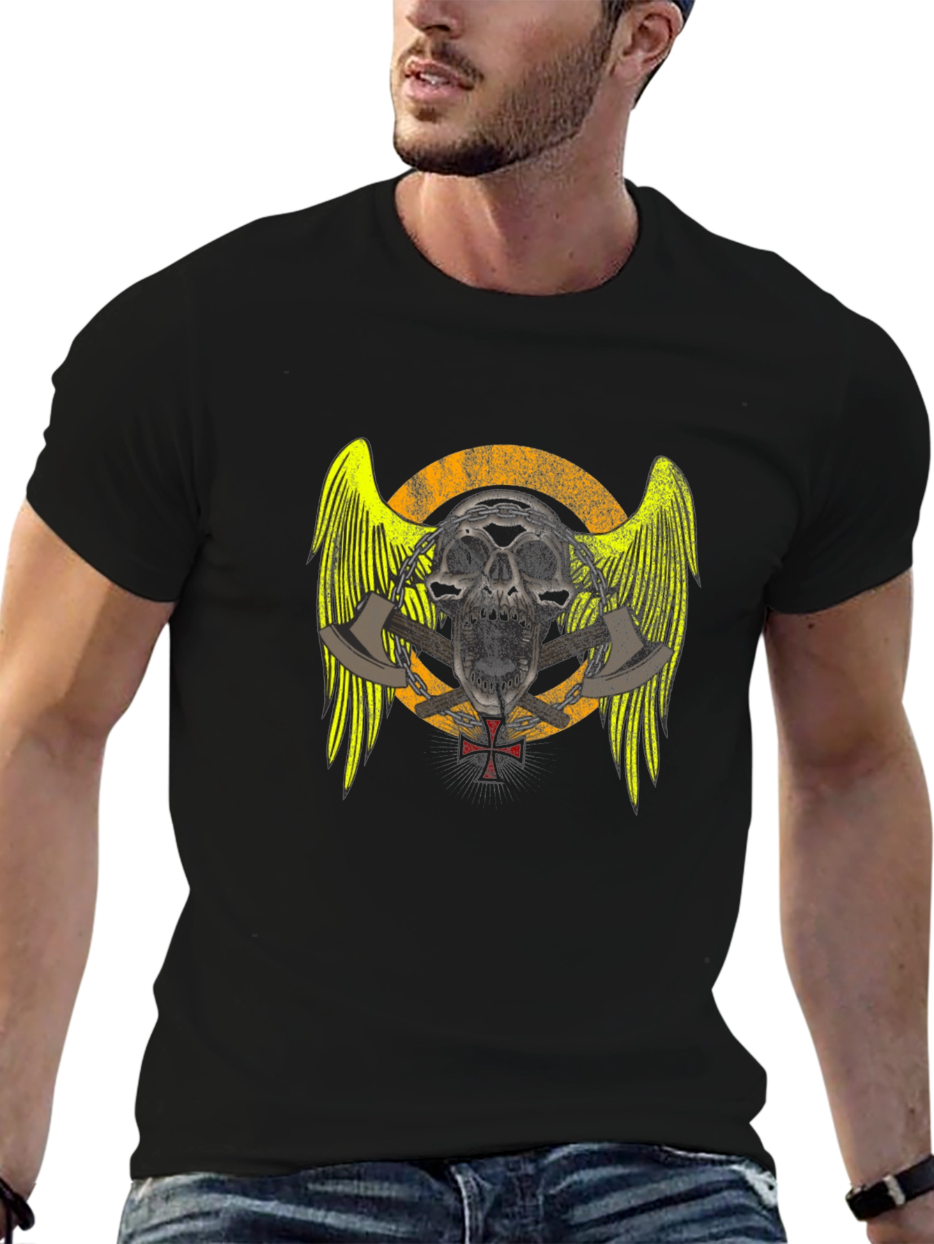 Skull & Axes Graphic T-Shirt - Black