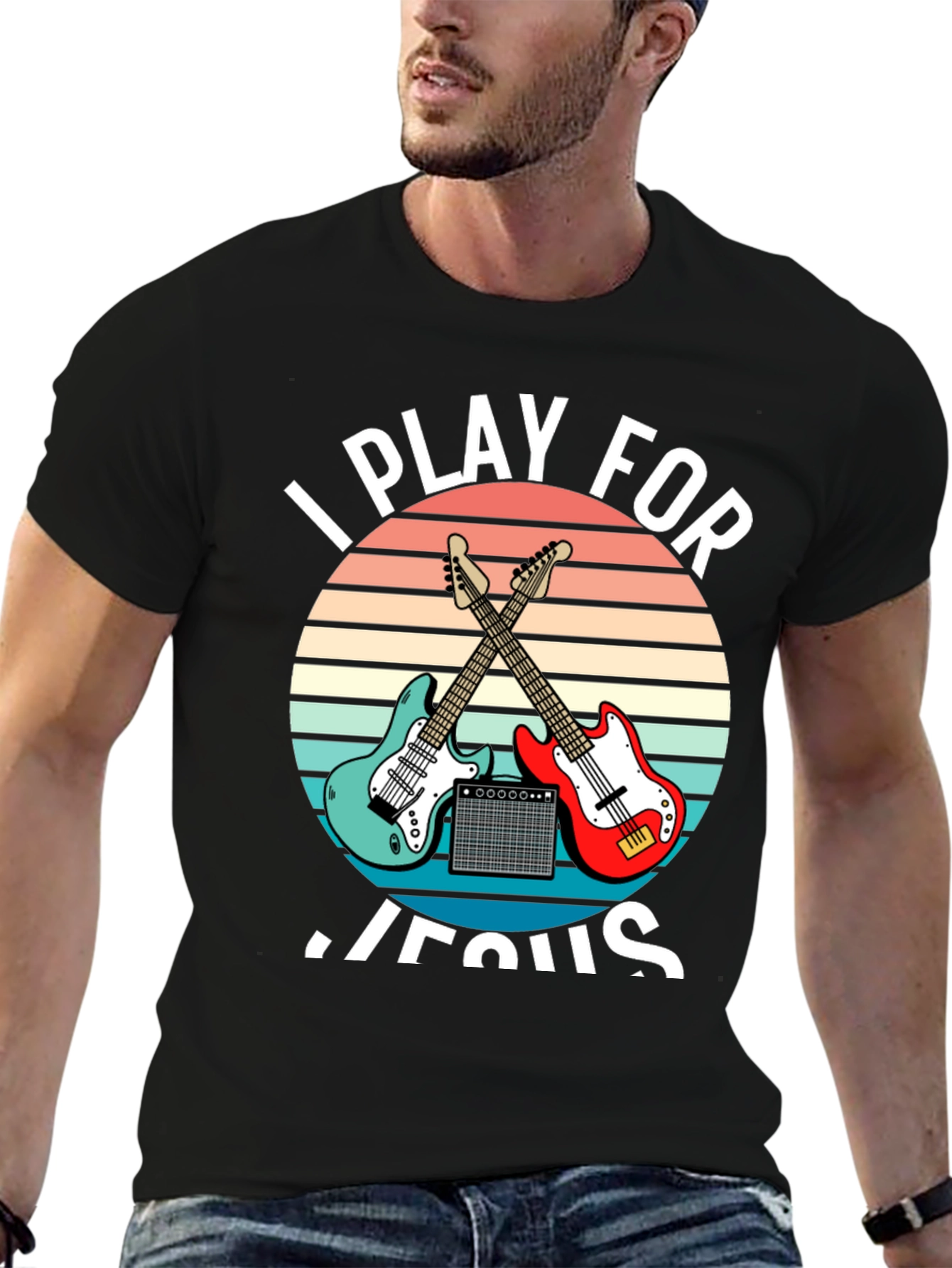 I Play For Jesus T-Shirt Guitar Music Christian