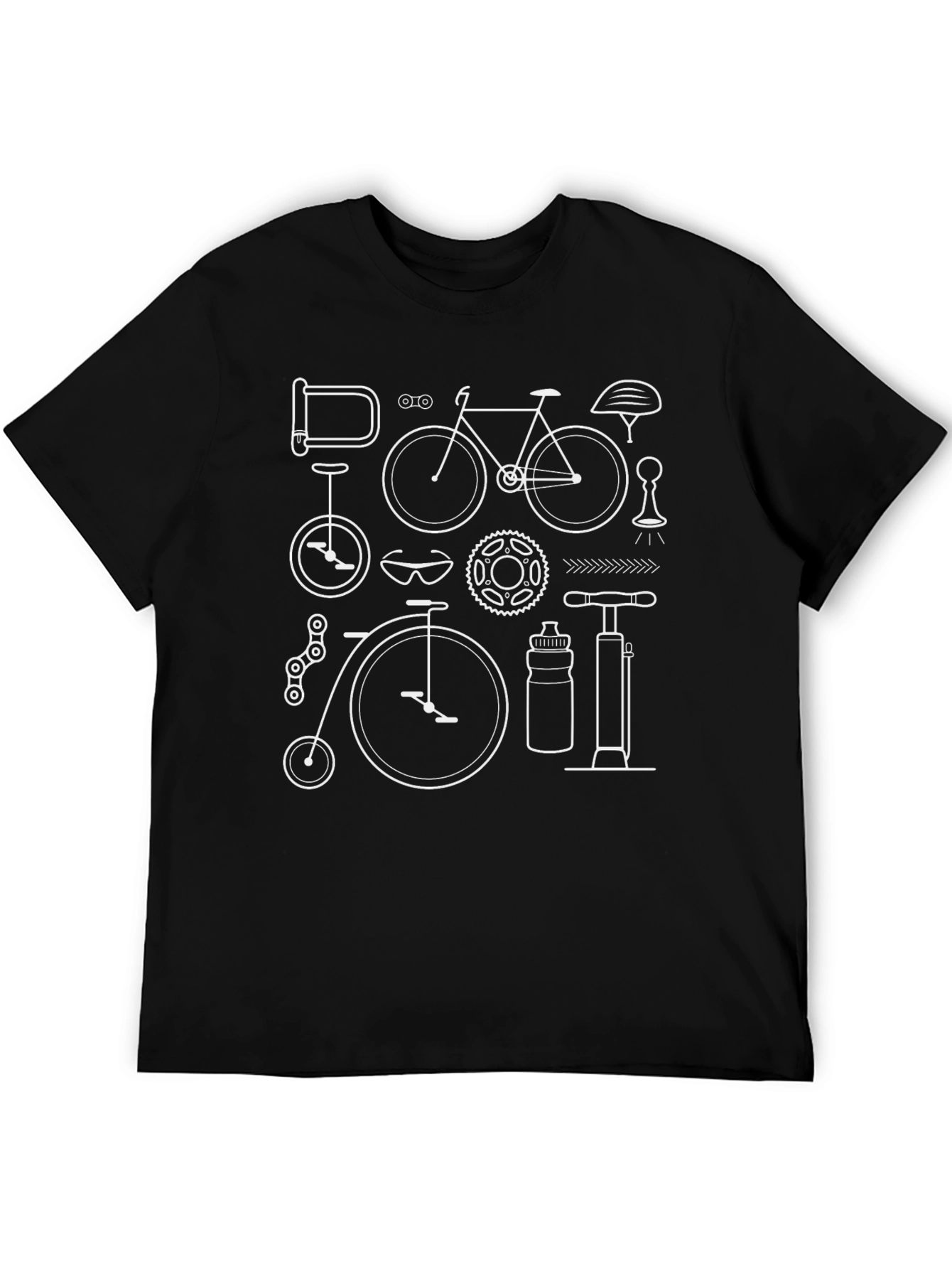 Bike Parts Black Graphic Tee - Cycling Enthusiast Apparel