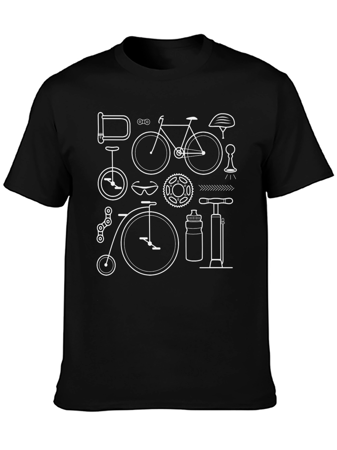 Bike Parts Black Graphic Tee - Cycling Enthusiast Apparel