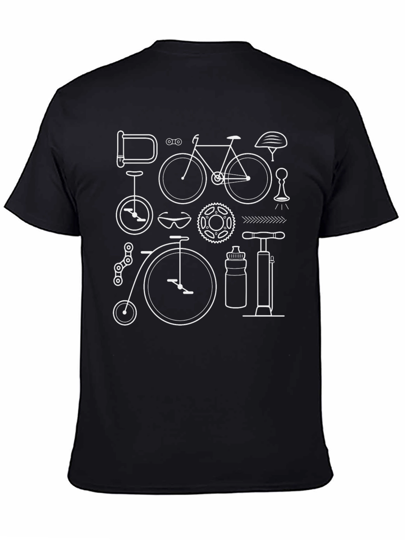 Bike Parts Black Graphic Tee - Cycling Enthusiast Apparel