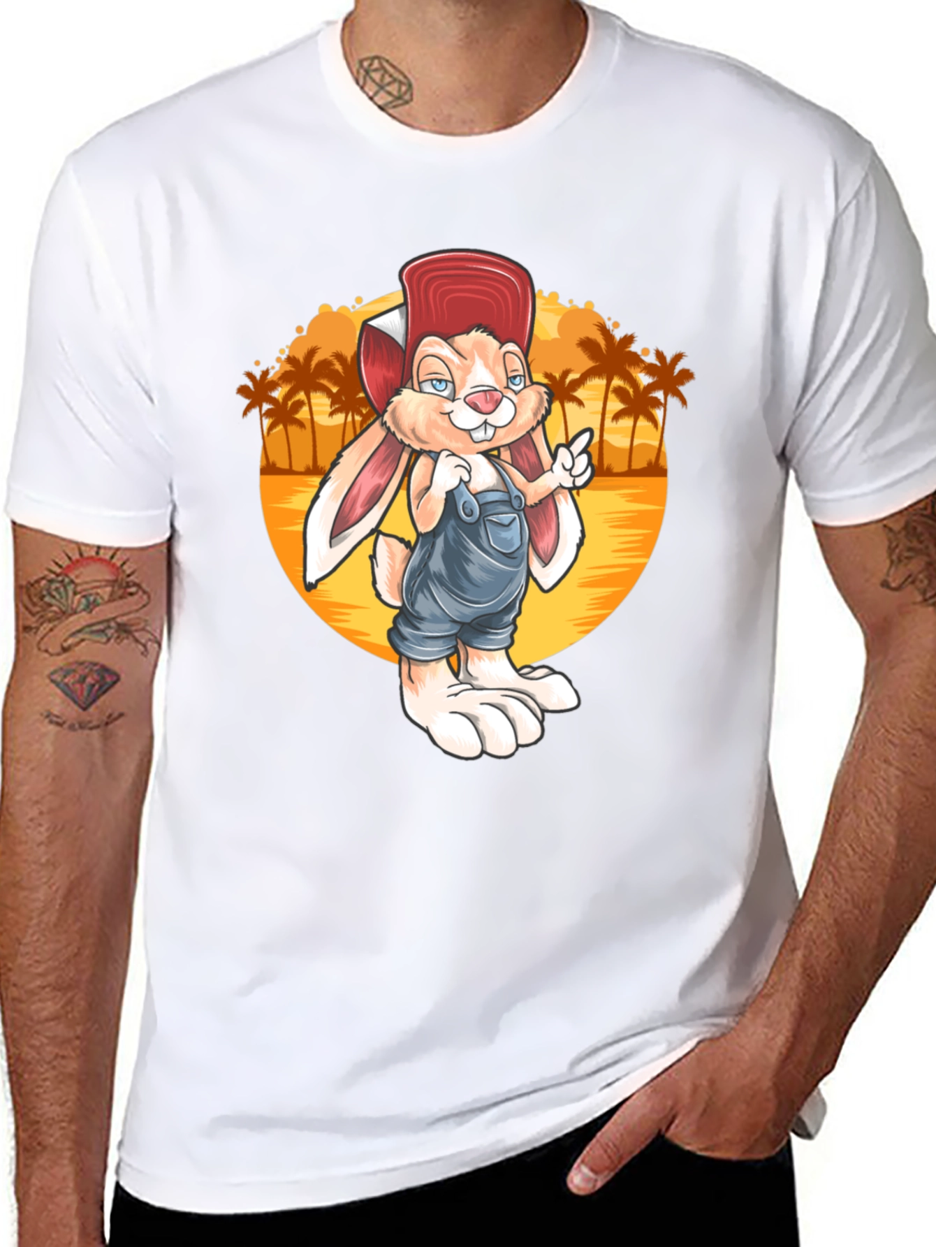 Cartoon Rabbit Graphic Tee - Retro Style