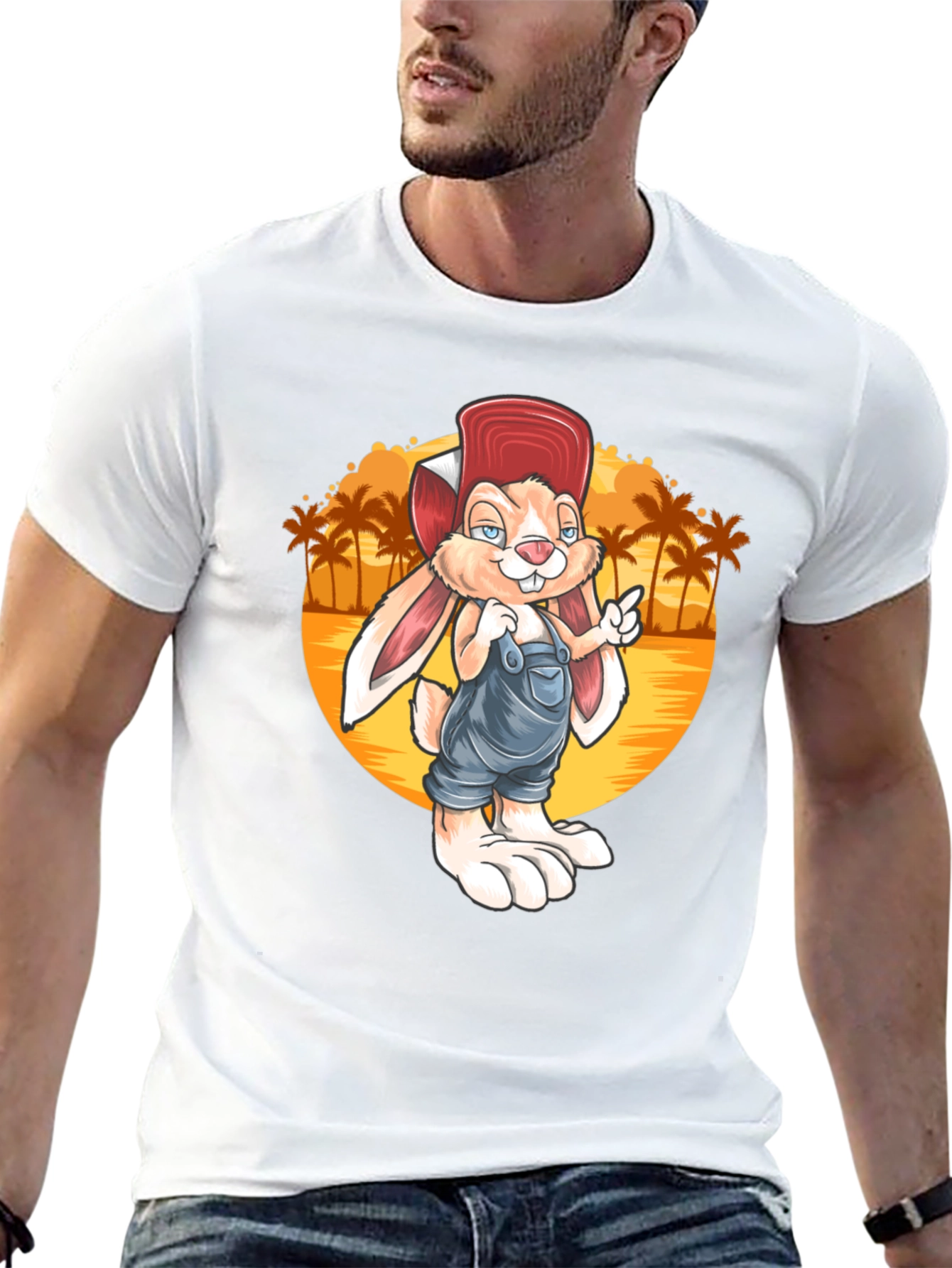Cartoon Rabbit Graphic Tee - Retro Style