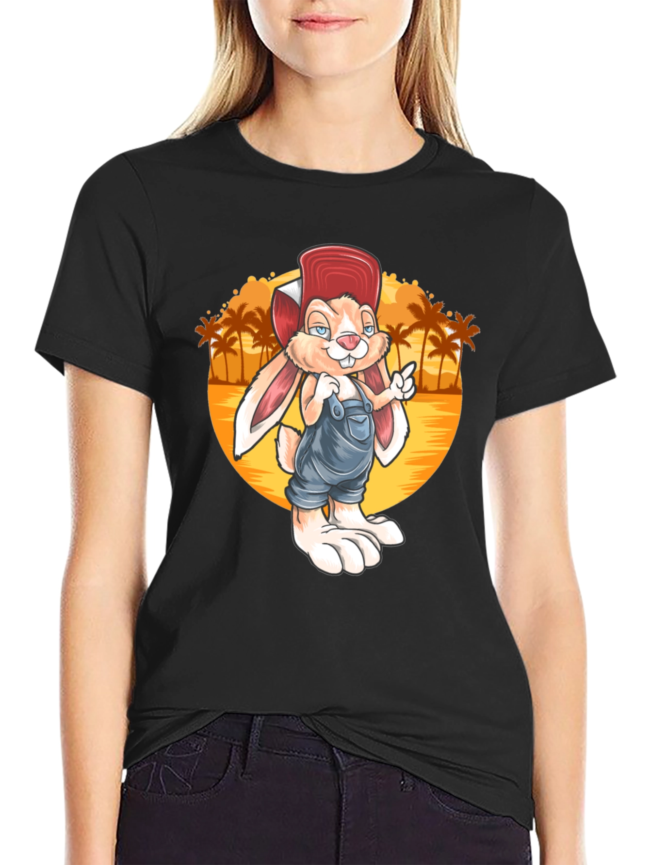 Cartoon Rabbit Graphic Tee - Retro Style