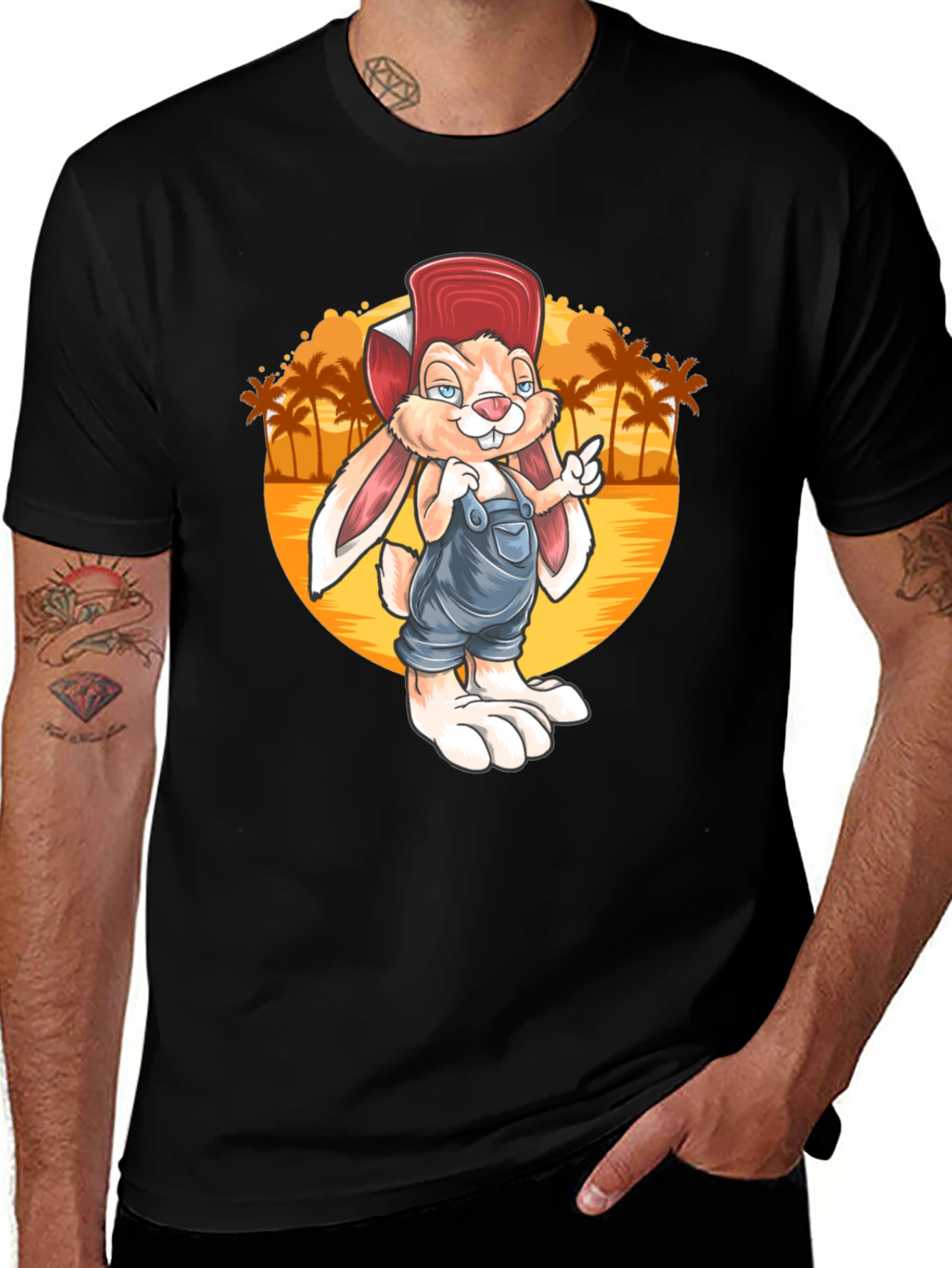 Cartoon Rabbit Graphic Tee - Retro Style