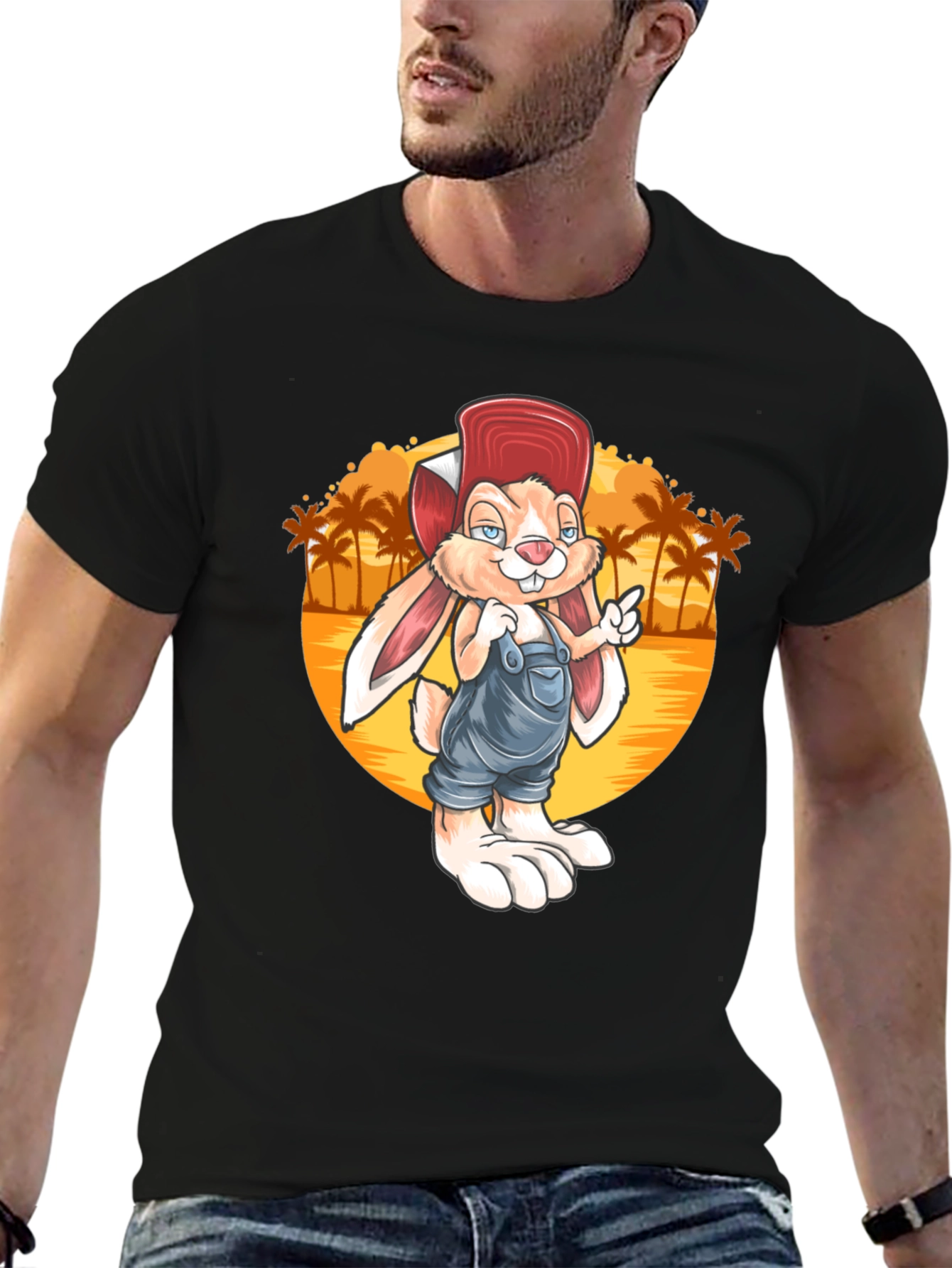Cartoon Rabbit Graphic Tee - Retro Style