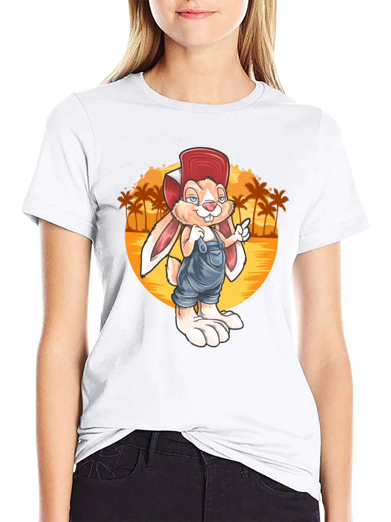 Cartoon Rabbit Graphic Tee - Retro Style