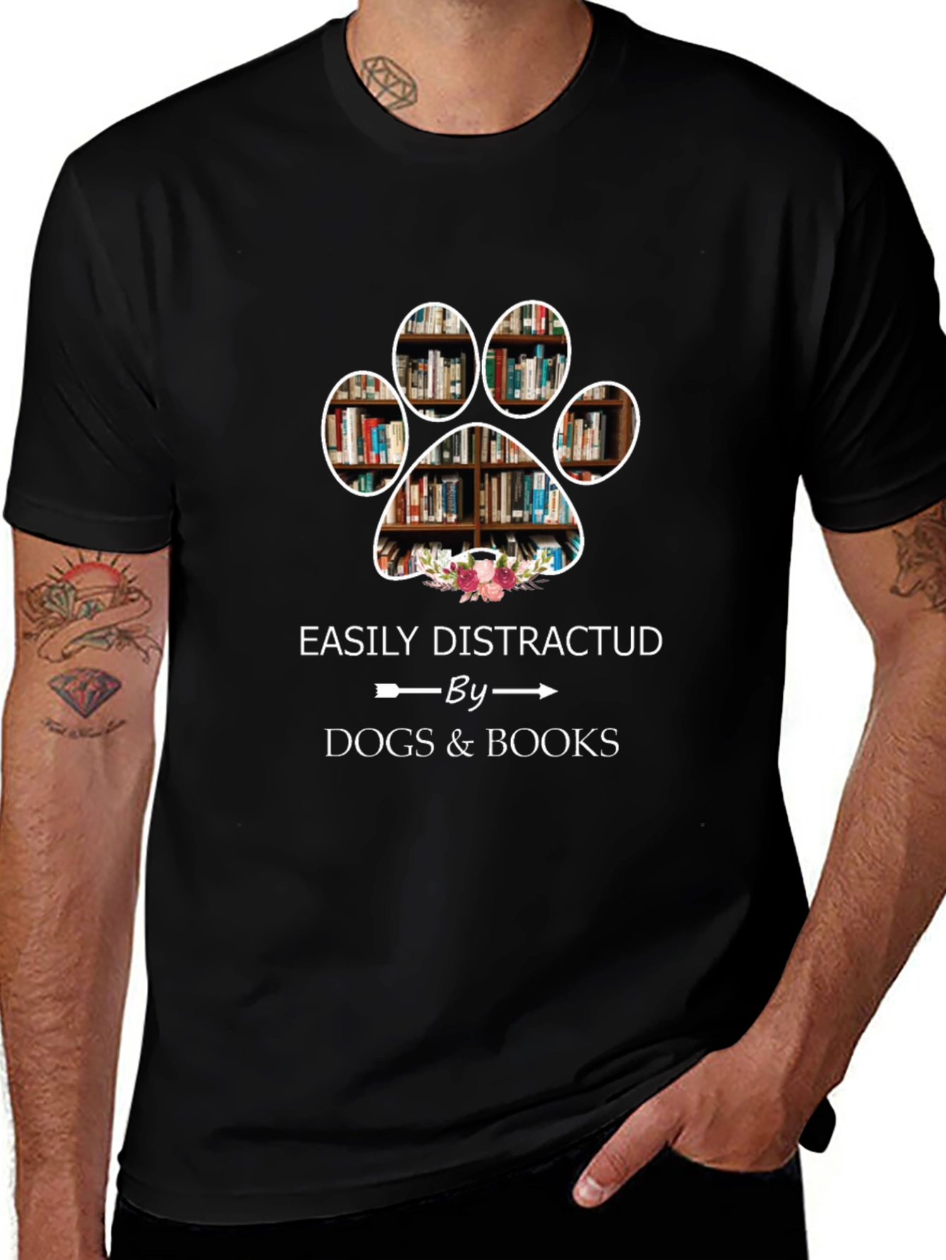 Easily Distracted by Dogs & Books T-Shirt