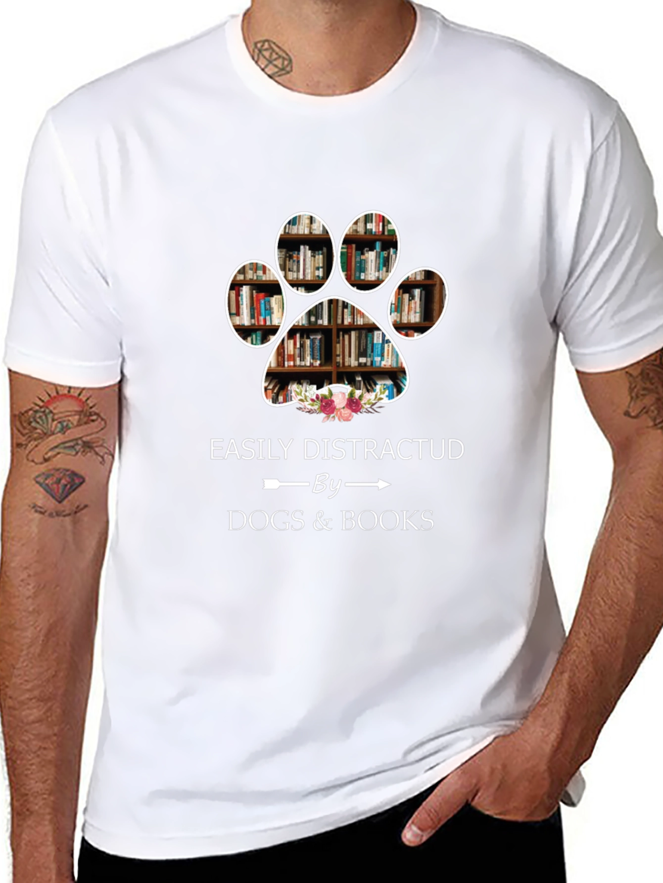 Easily Distracted by Dogs & Books T-Shirt