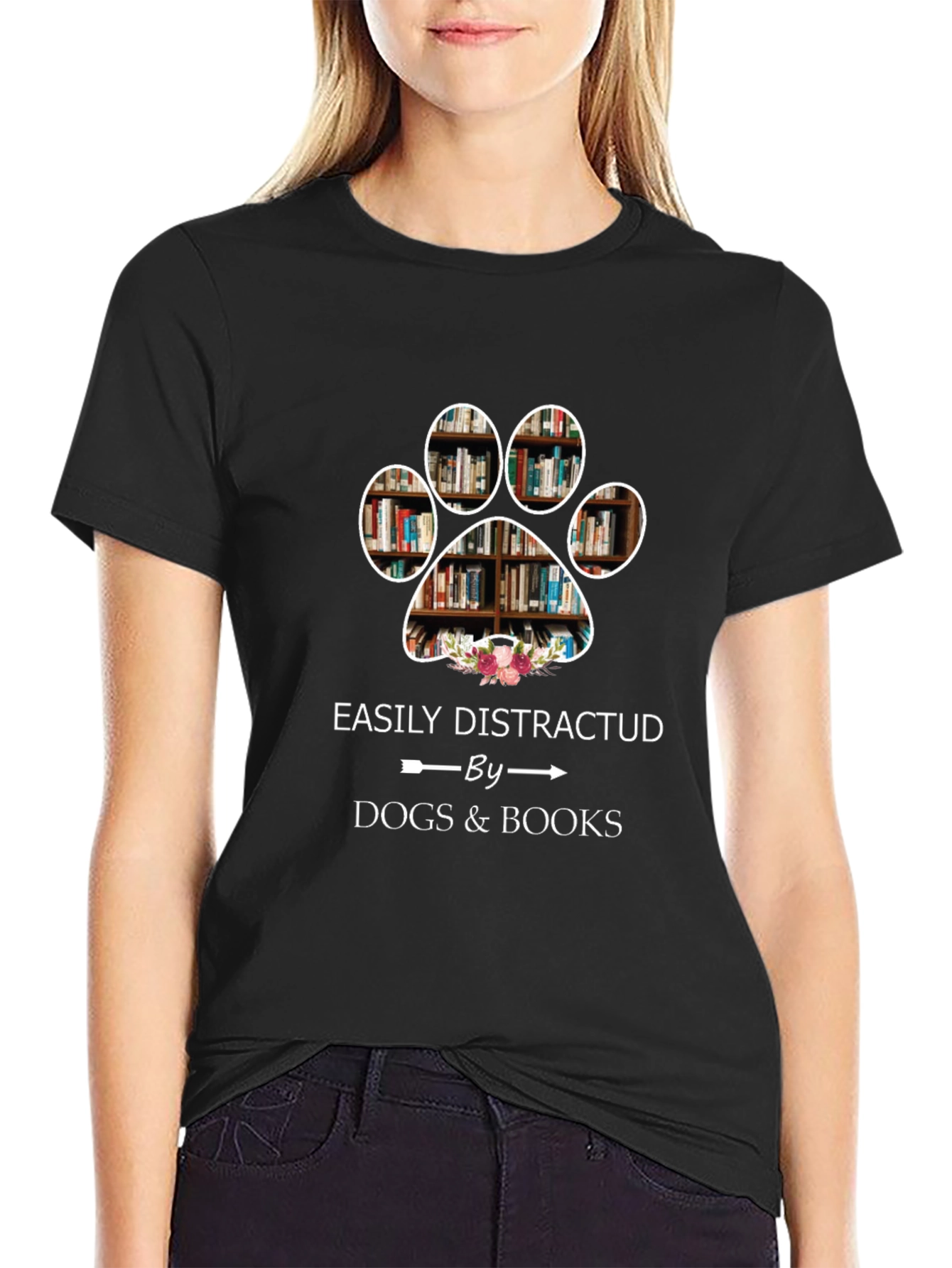 Easily Distracted by Dogs & Books T-Shirt