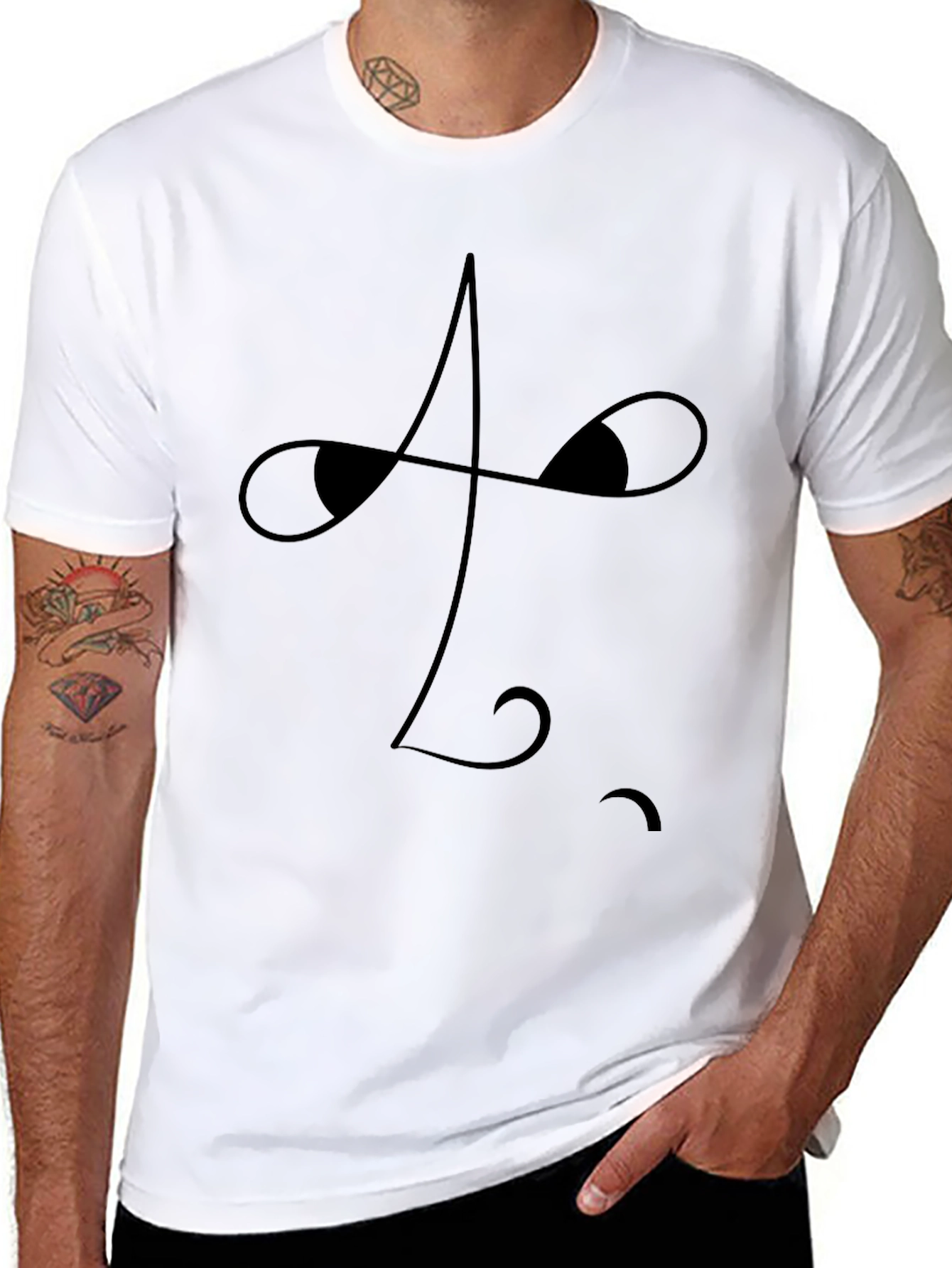 Minimalist Face Graphic Black T-Shirt