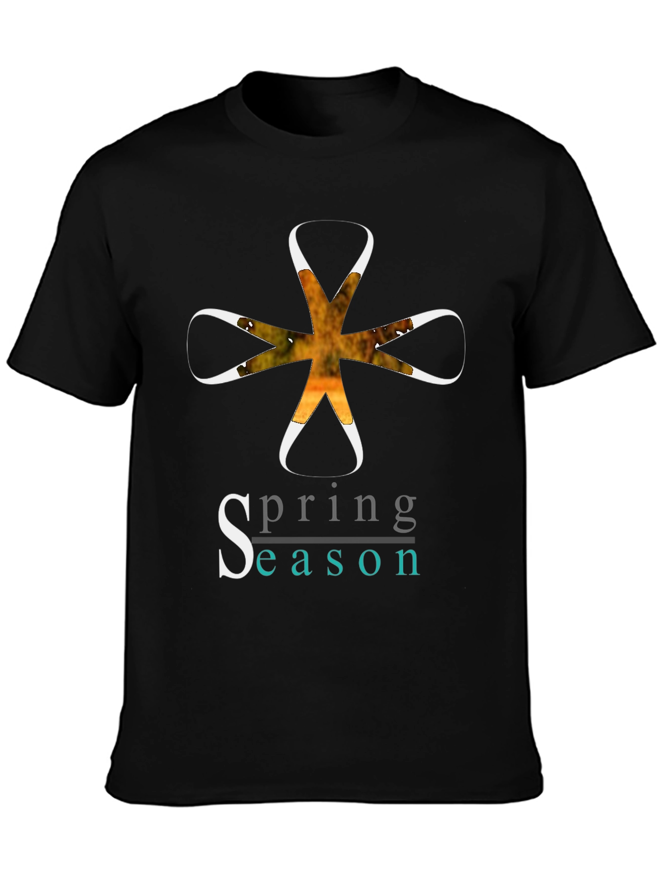 Spring Season Graphic Tee - Stylish Mens Black T-Shirt