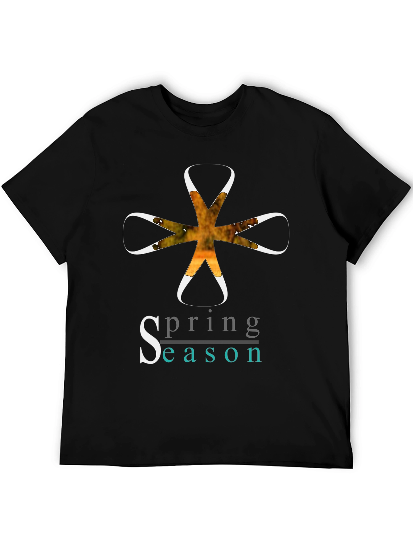 Spring Season Graphic Tee - Stylish Mens Black T-Shirt