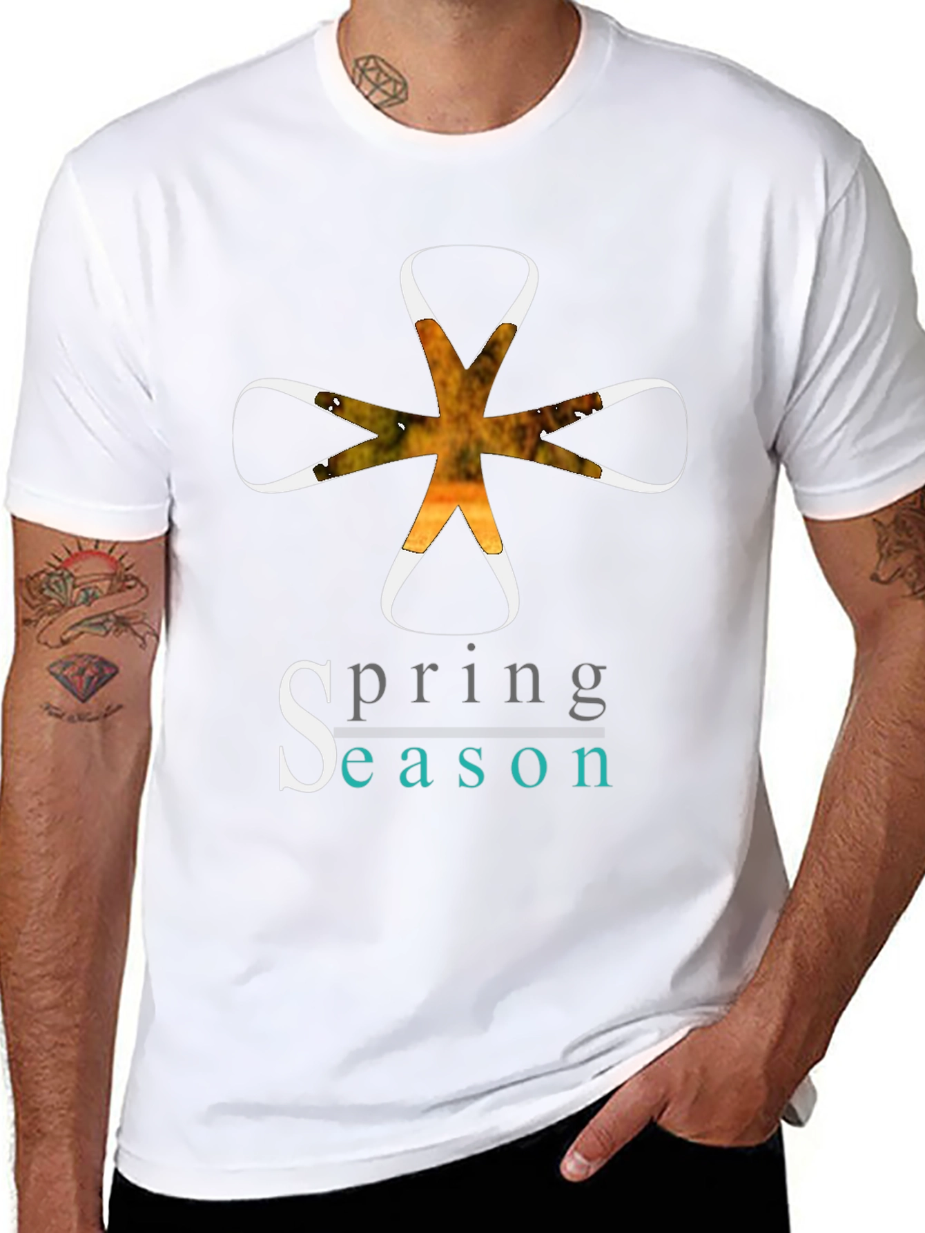 Spring Season Graphic Tee - Stylish Mens Black T-Shirt