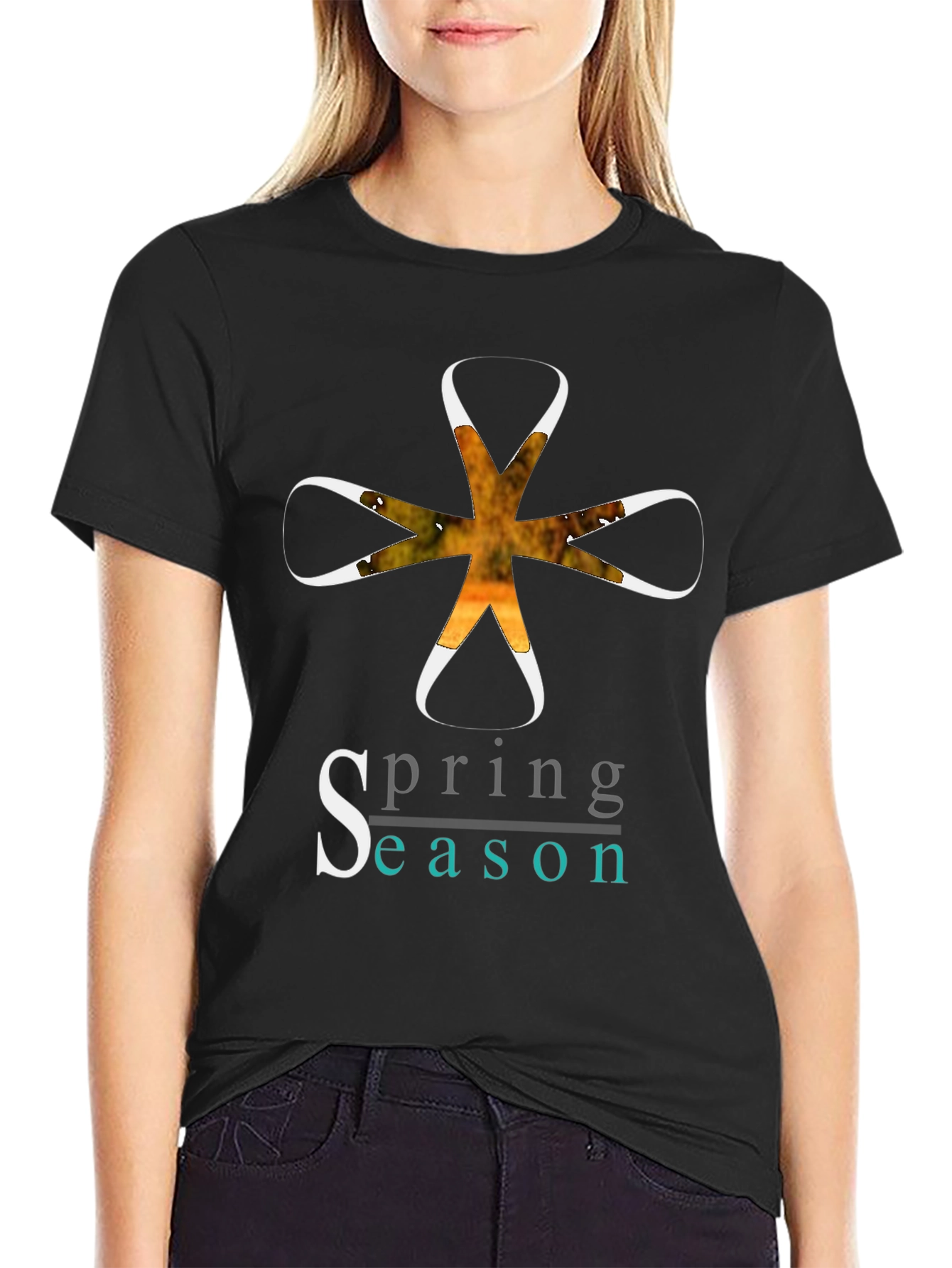 Spring Season Graphic Tee - Stylish Mens Black T-Shirt