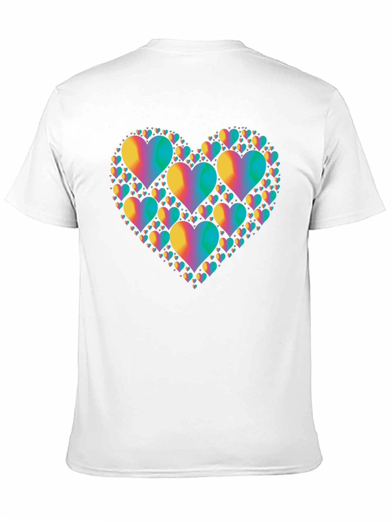 Rainbow Heart Cluster Graphic Tee - Black Cotton T-Shirt