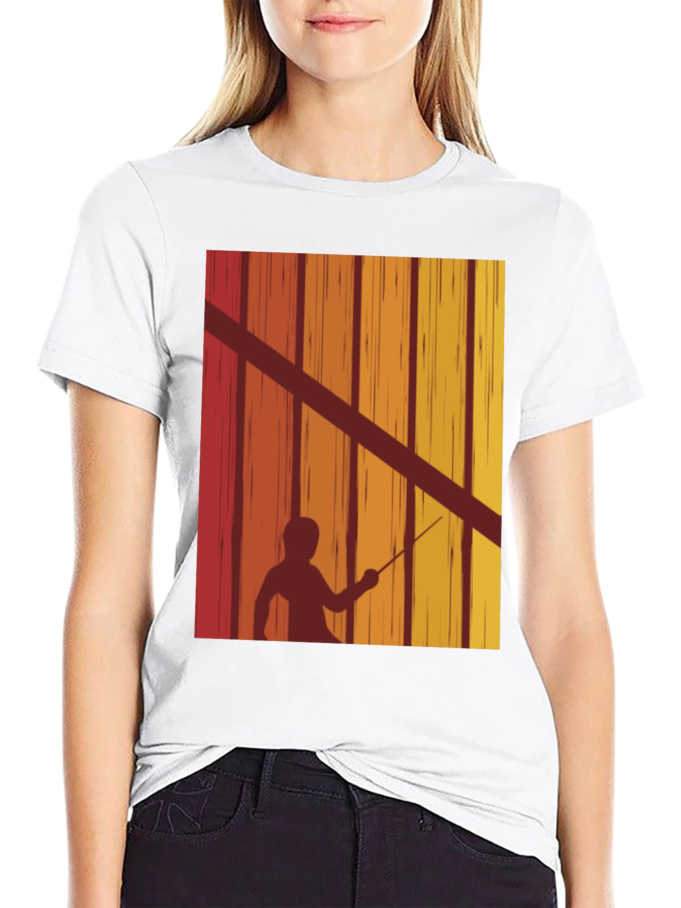 Fencing Silhouette Retro T-Shirt