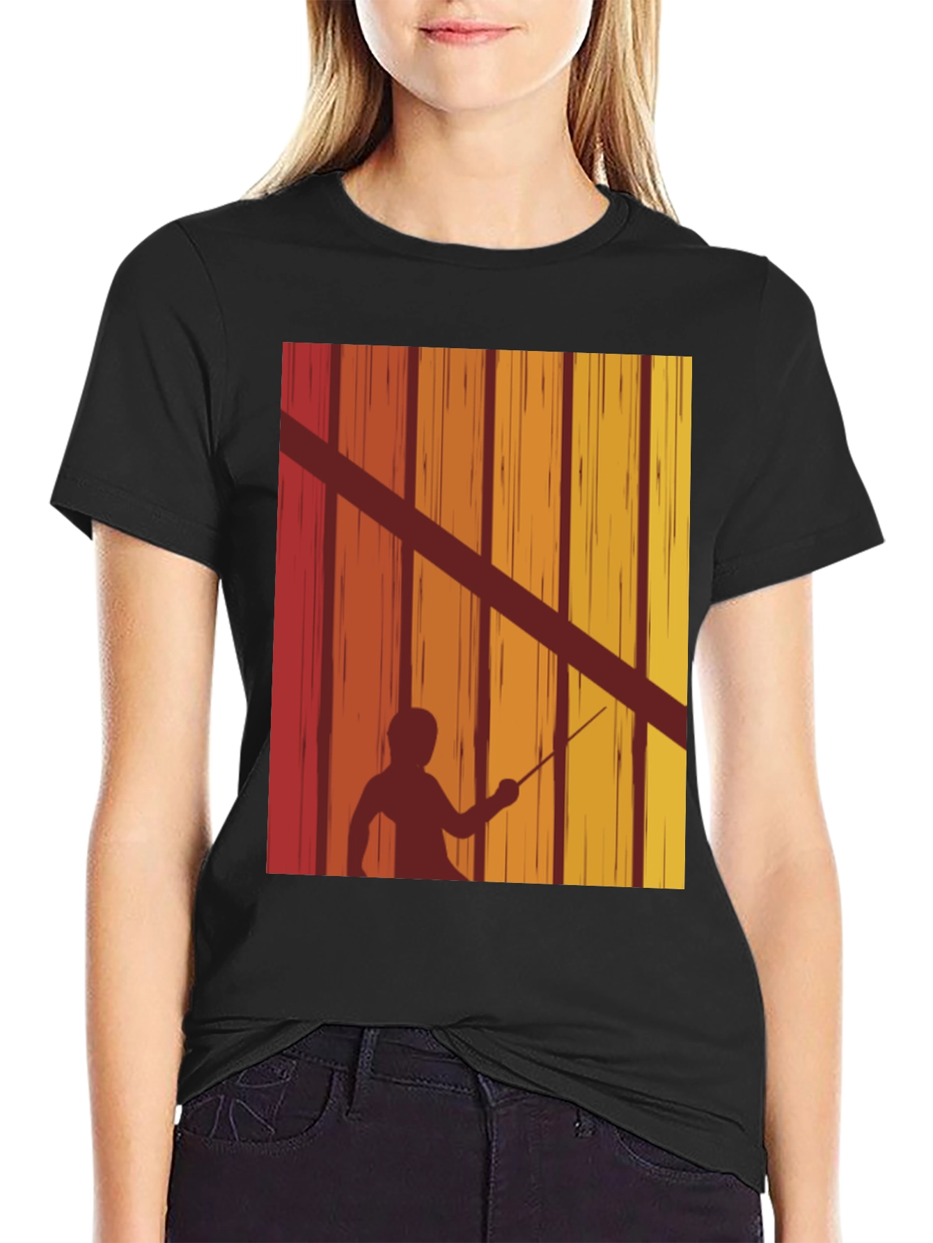 Fencing Silhouette Retro T-Shirt