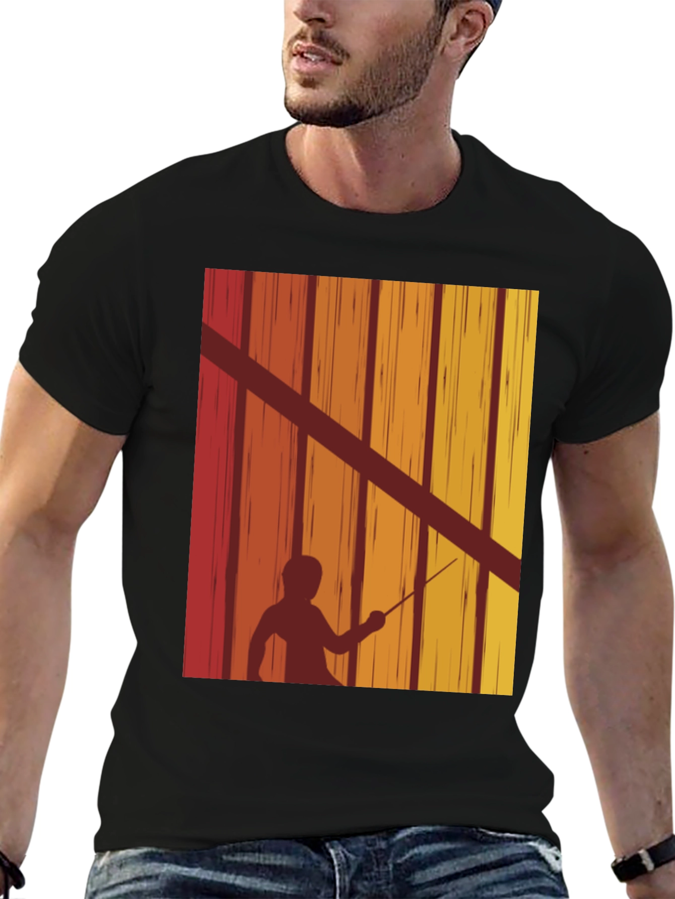 Fencing Silhouette Retro T-Shirt
