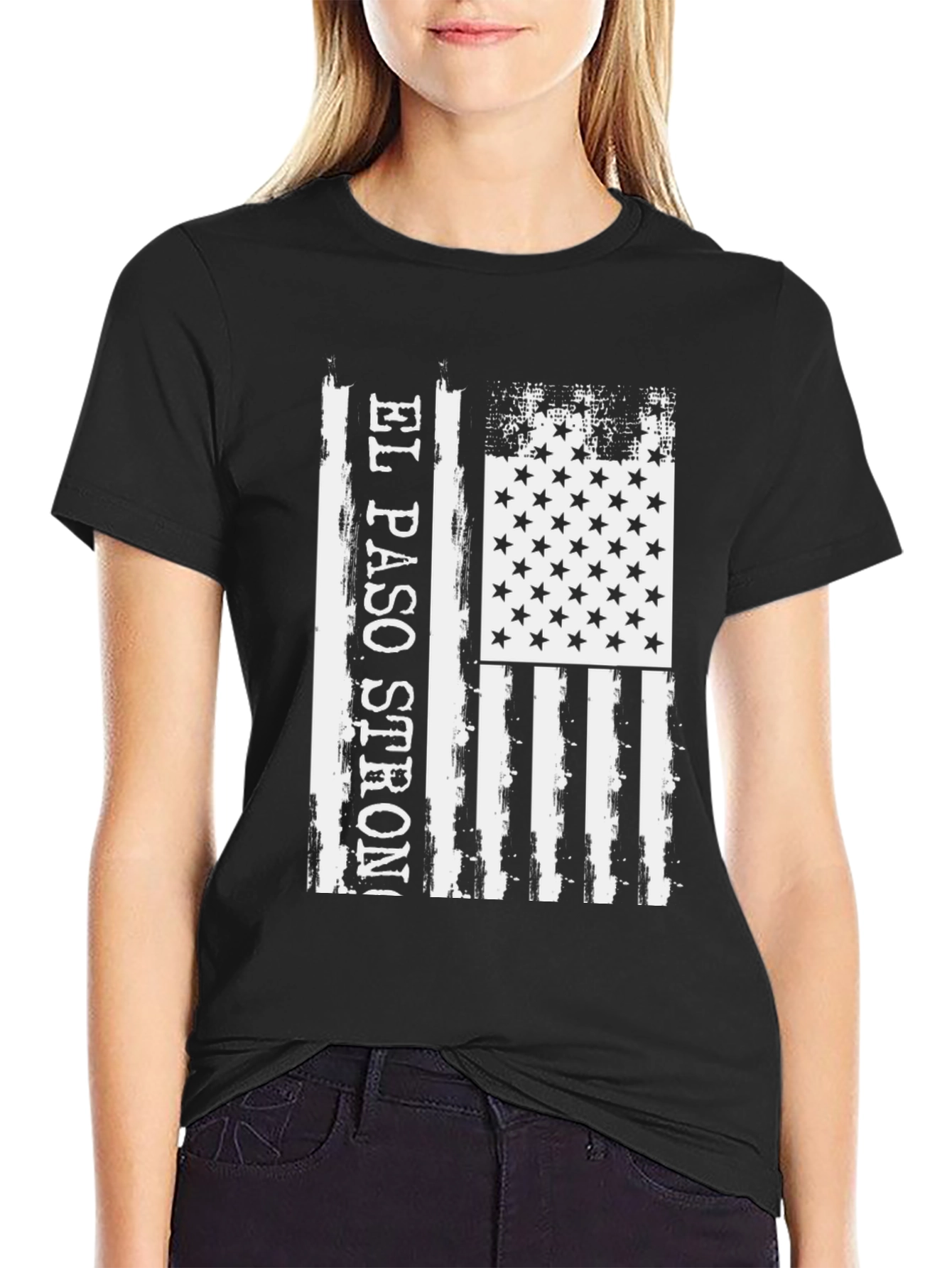 El Paso Strong American Flag Distressed T-Shirt