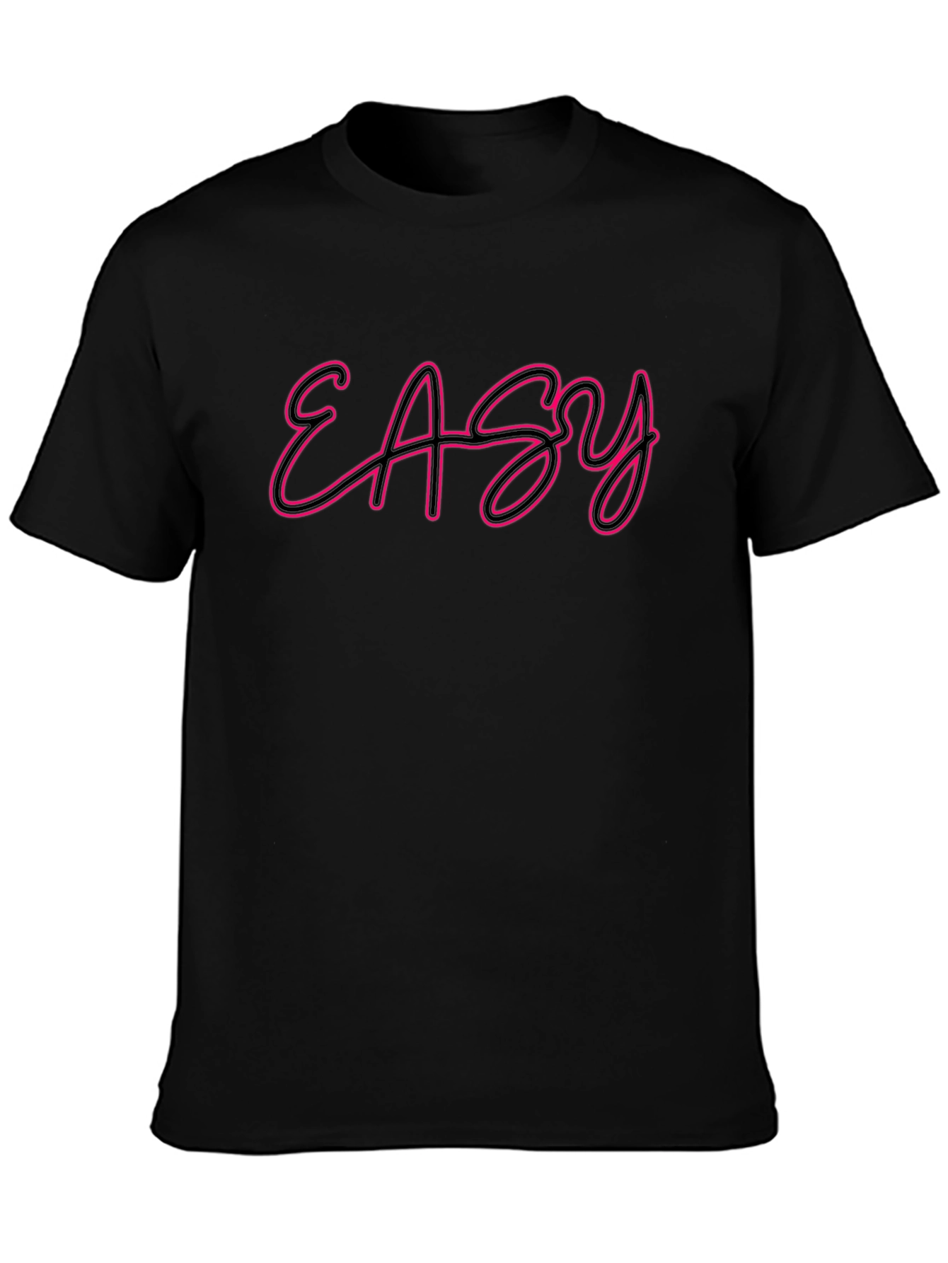Easy Neon Style Graphic Tee - Black Casual T-Shirt