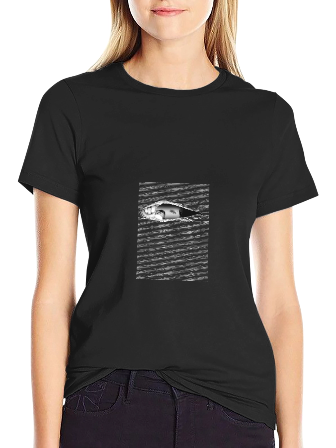 Edgy Black T-Shirt with Eye Graphic