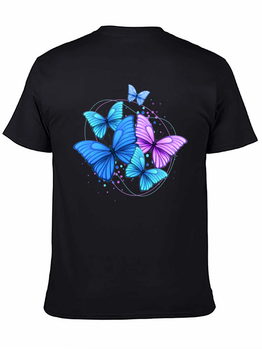 Butterfly Graphic Print Crew Neck Mens T-Shirt