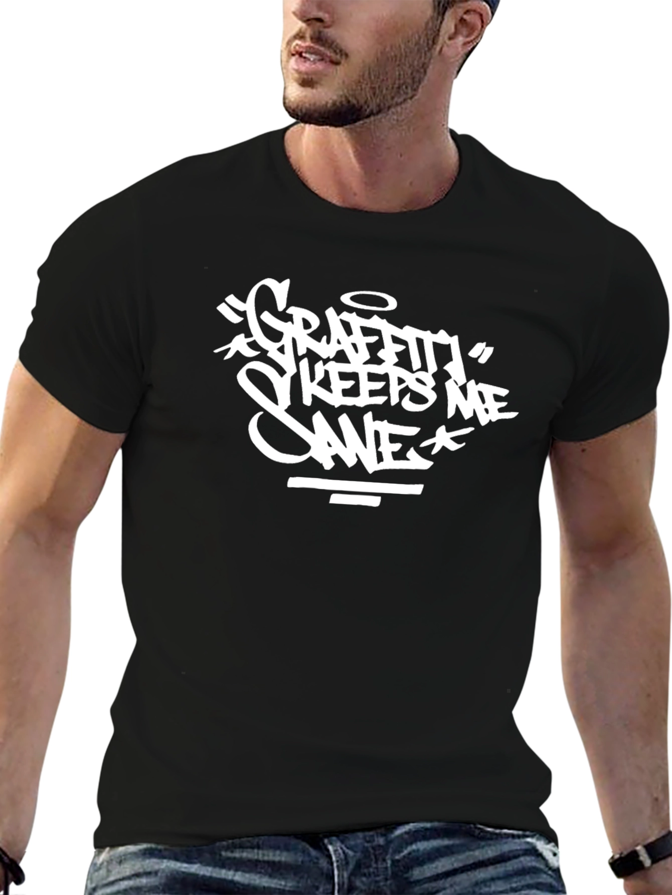 Graffiti Keeps Me Sane Black T-Shirt