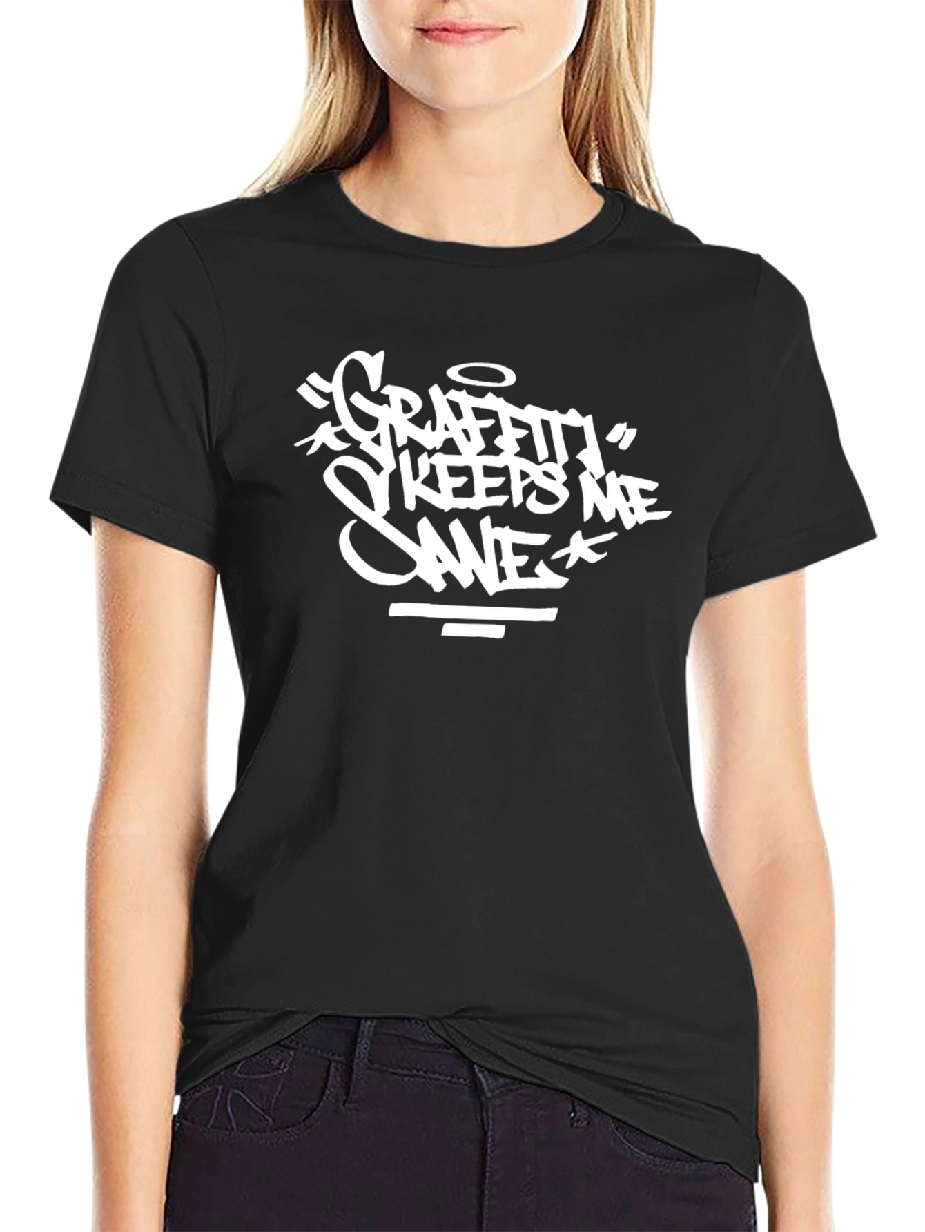 Graffiti Keeps Me Sane Black T-Shirt