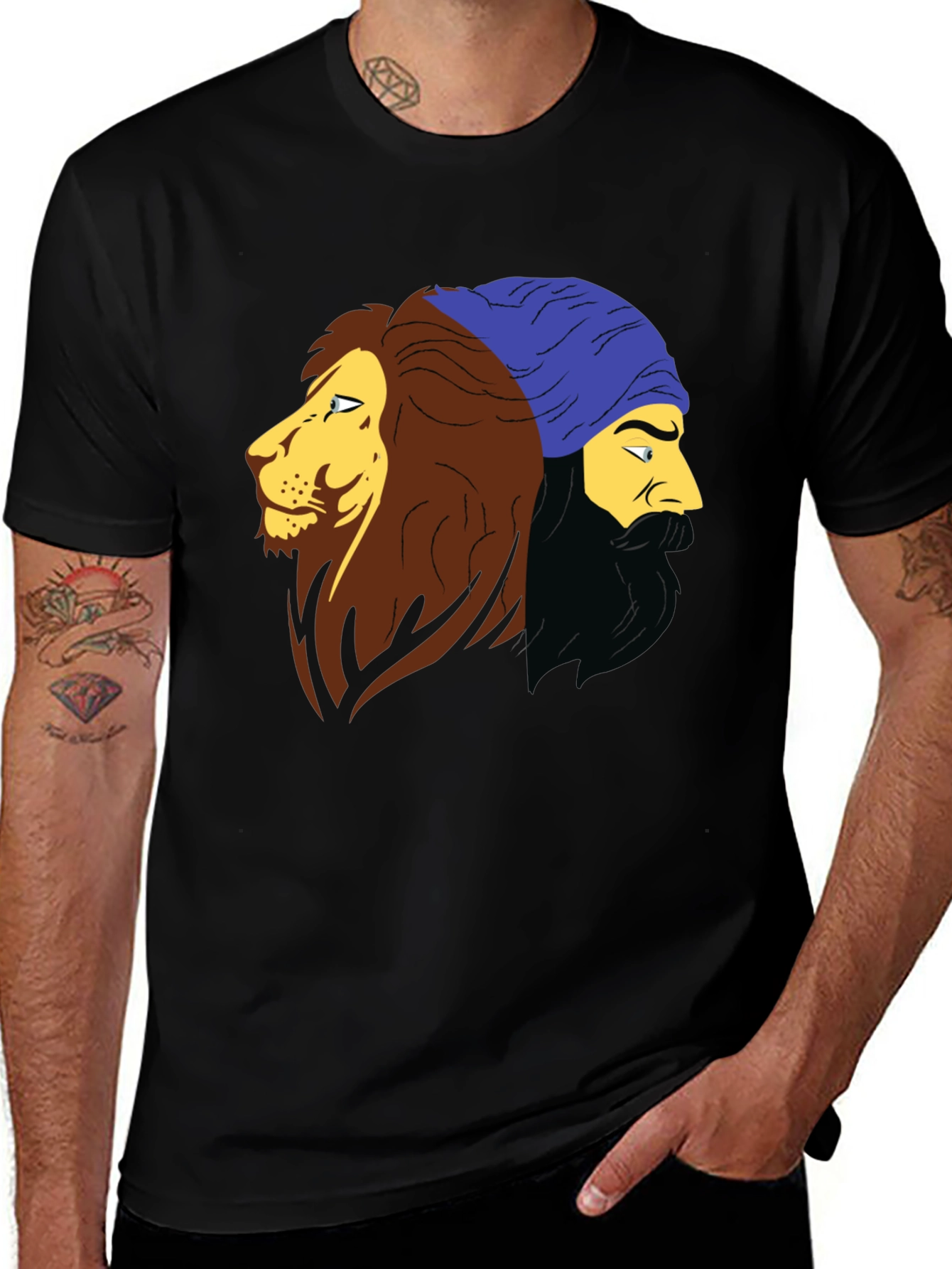 Lion & Sikh Pride Black T-Shirt