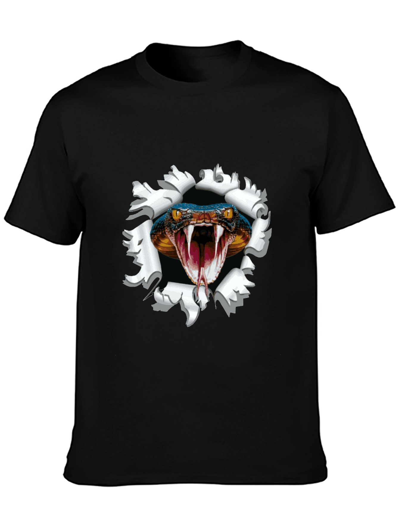 Mens Black Snake Graphic Print Tee