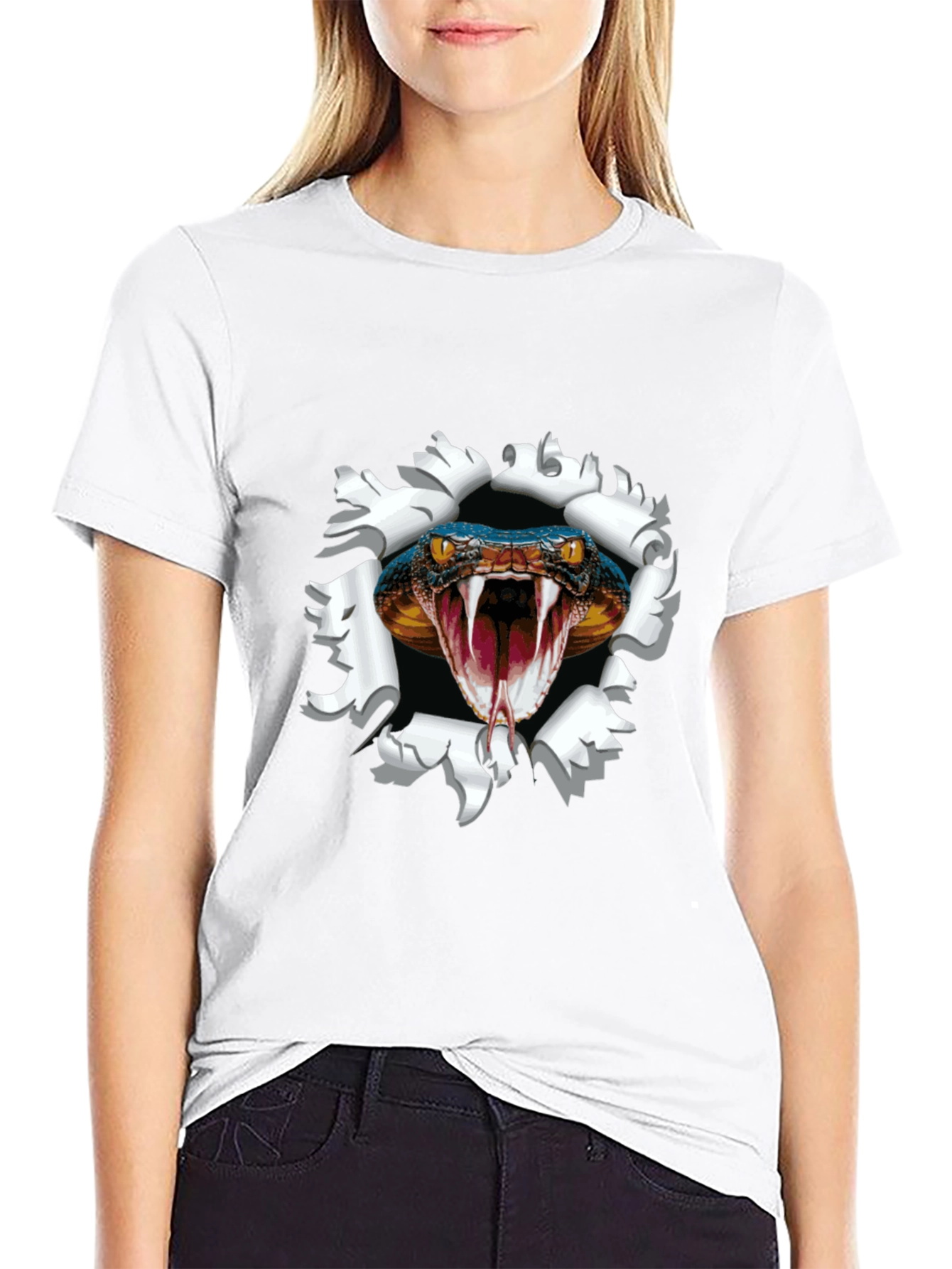 Mens Black Snake Graphic Print Tee