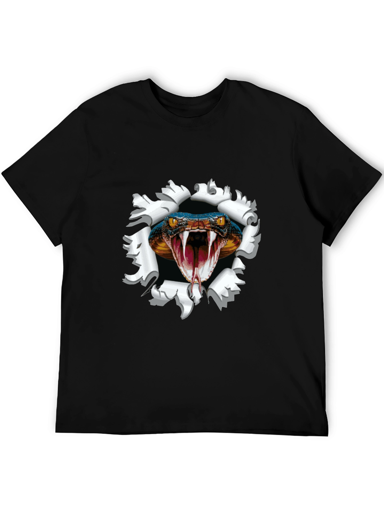 Mens Black Snake Graphic Print Tee