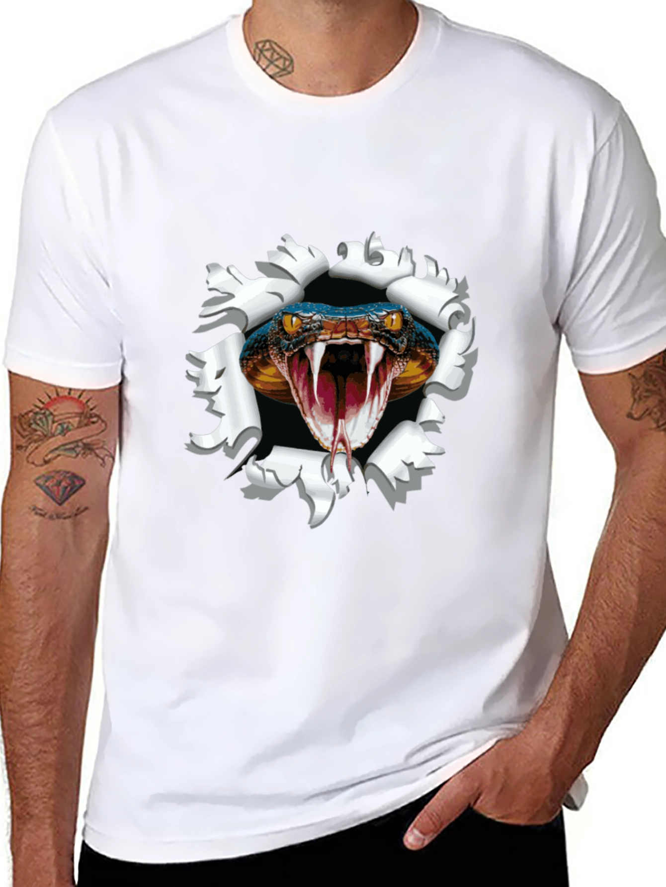 Mens Black Snake Graphic Print Tee