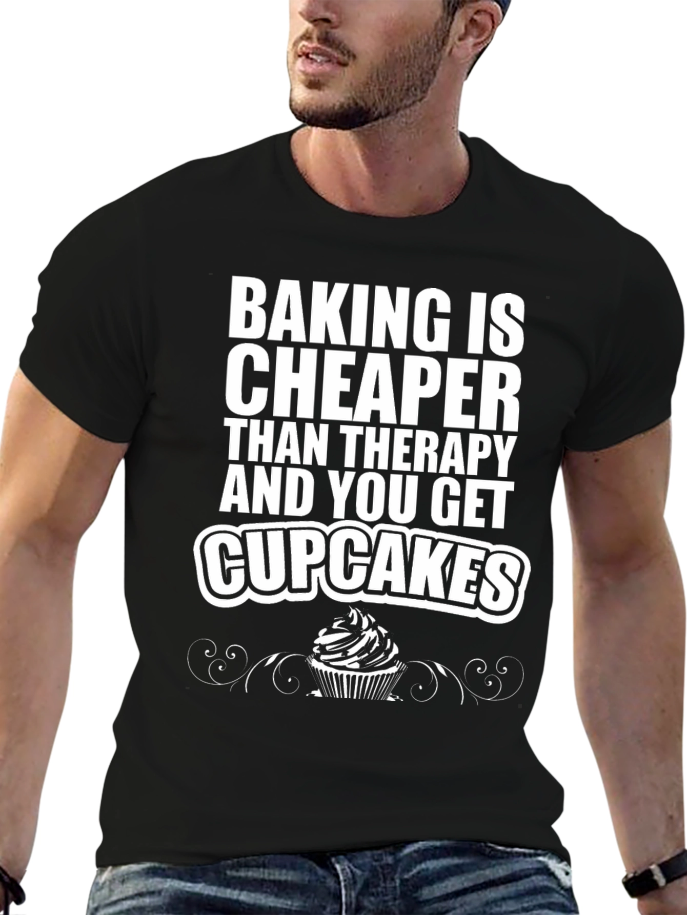 Baking Cheaper Than Therapy Black Graphic Tee