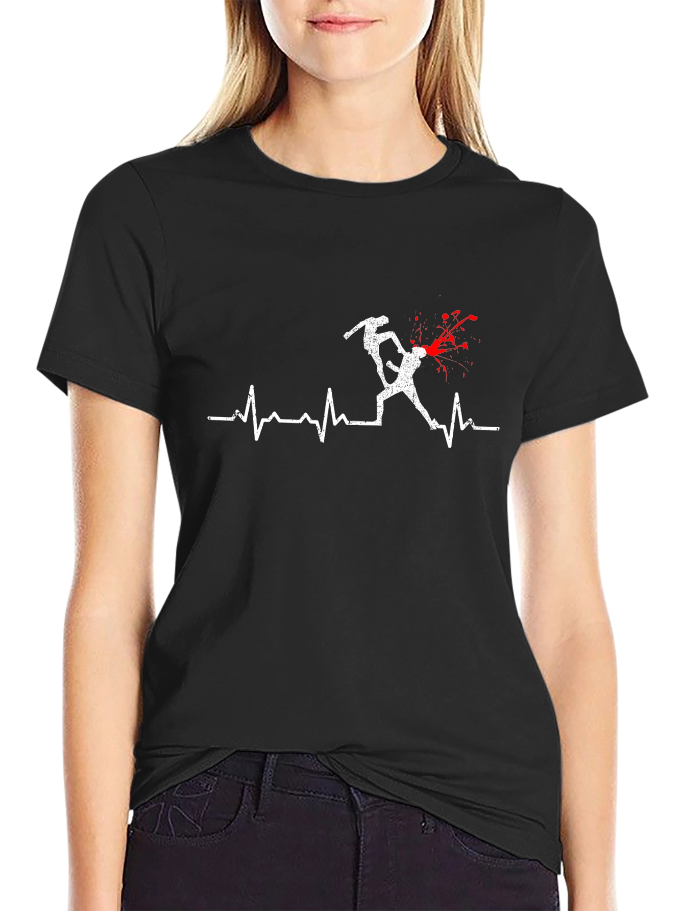 Fighting Heartbeat Black T-Shirt