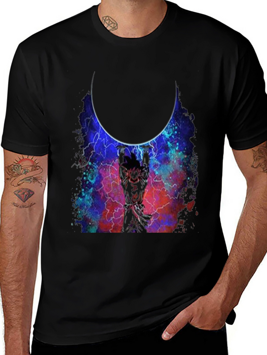 Goku Holding Moon Black T-Shirt
