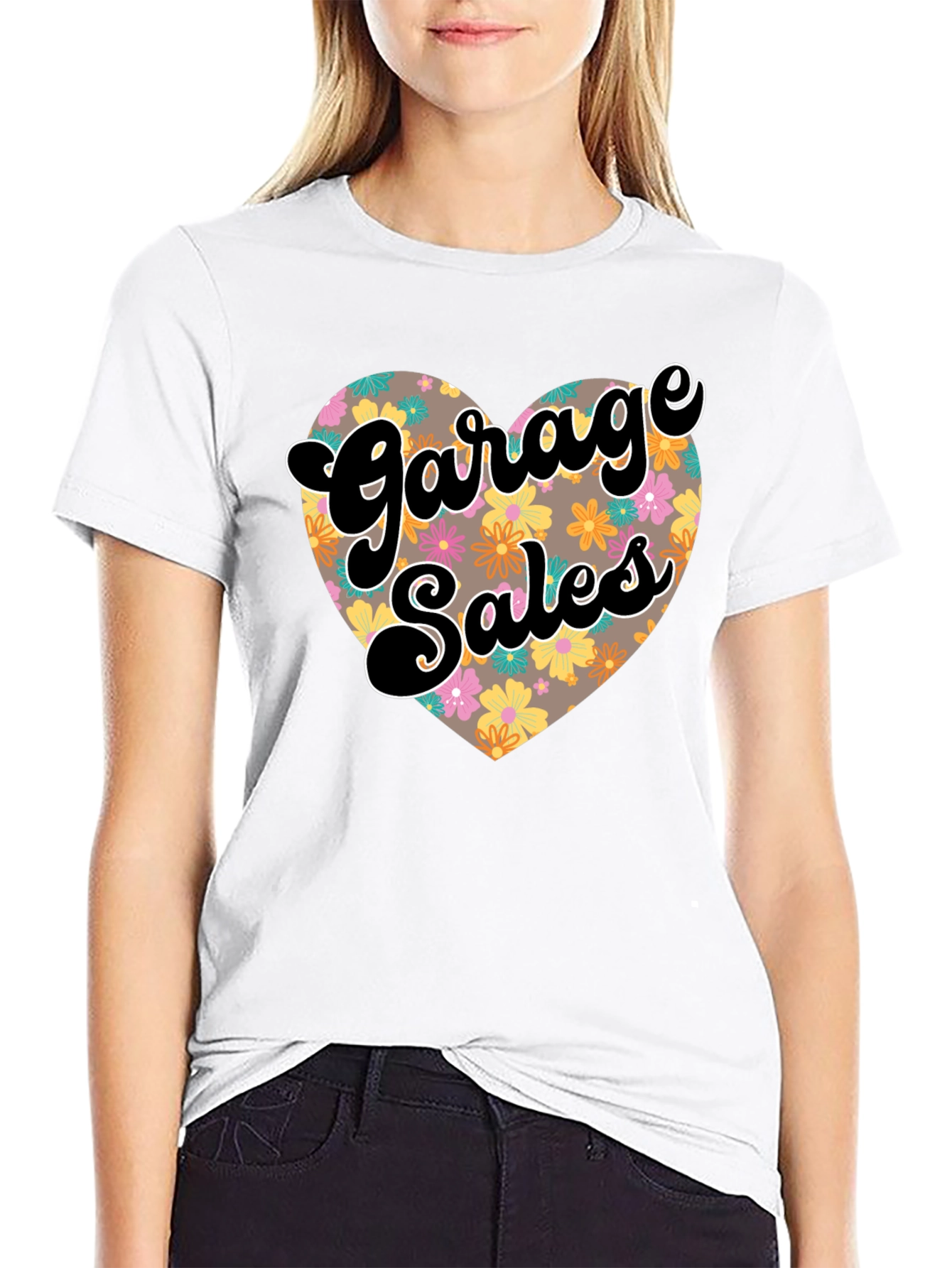 Garage Sales Floral Heart T-Shirt