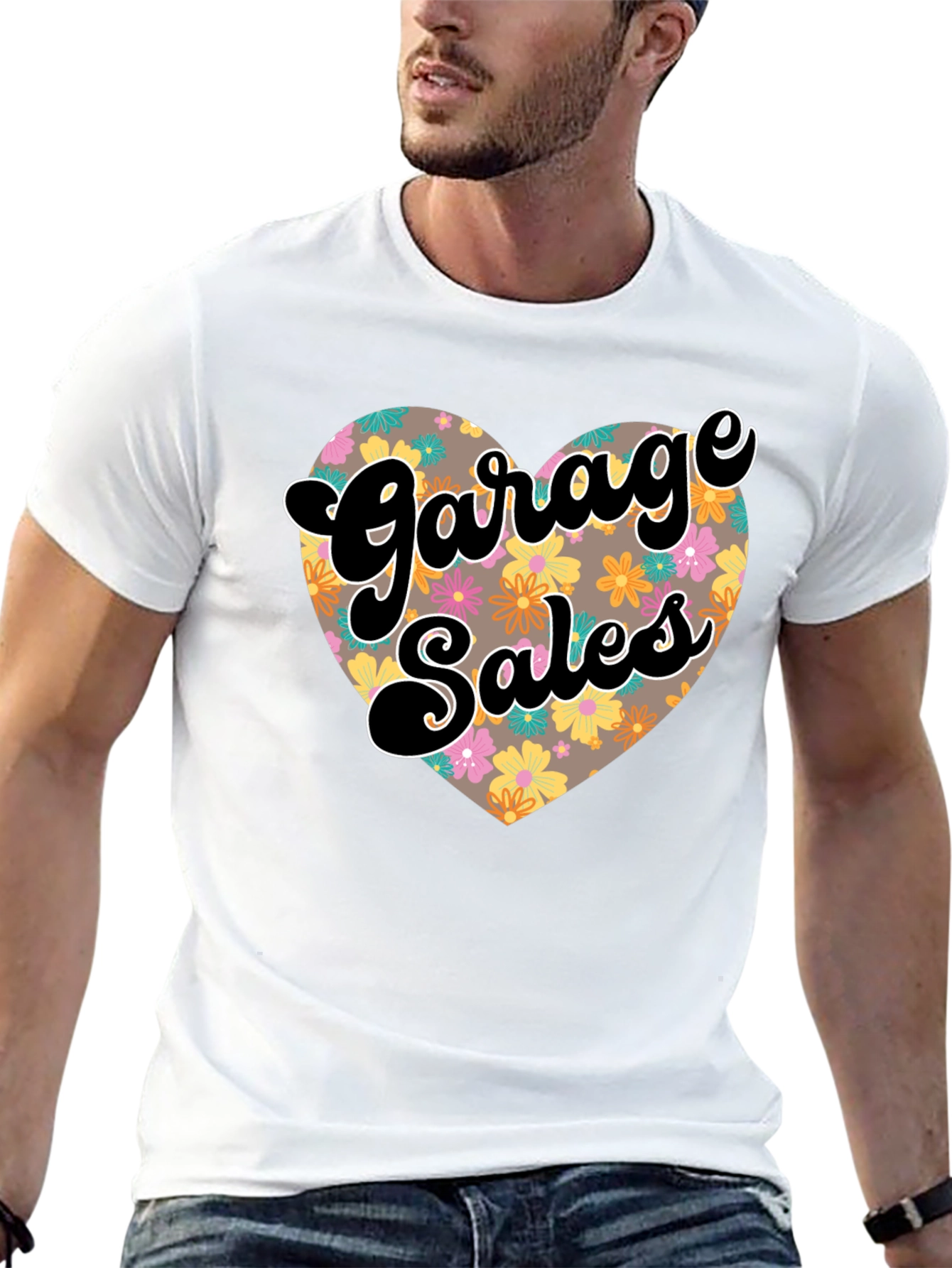 Garage Sales Floral Heart T-Shirt