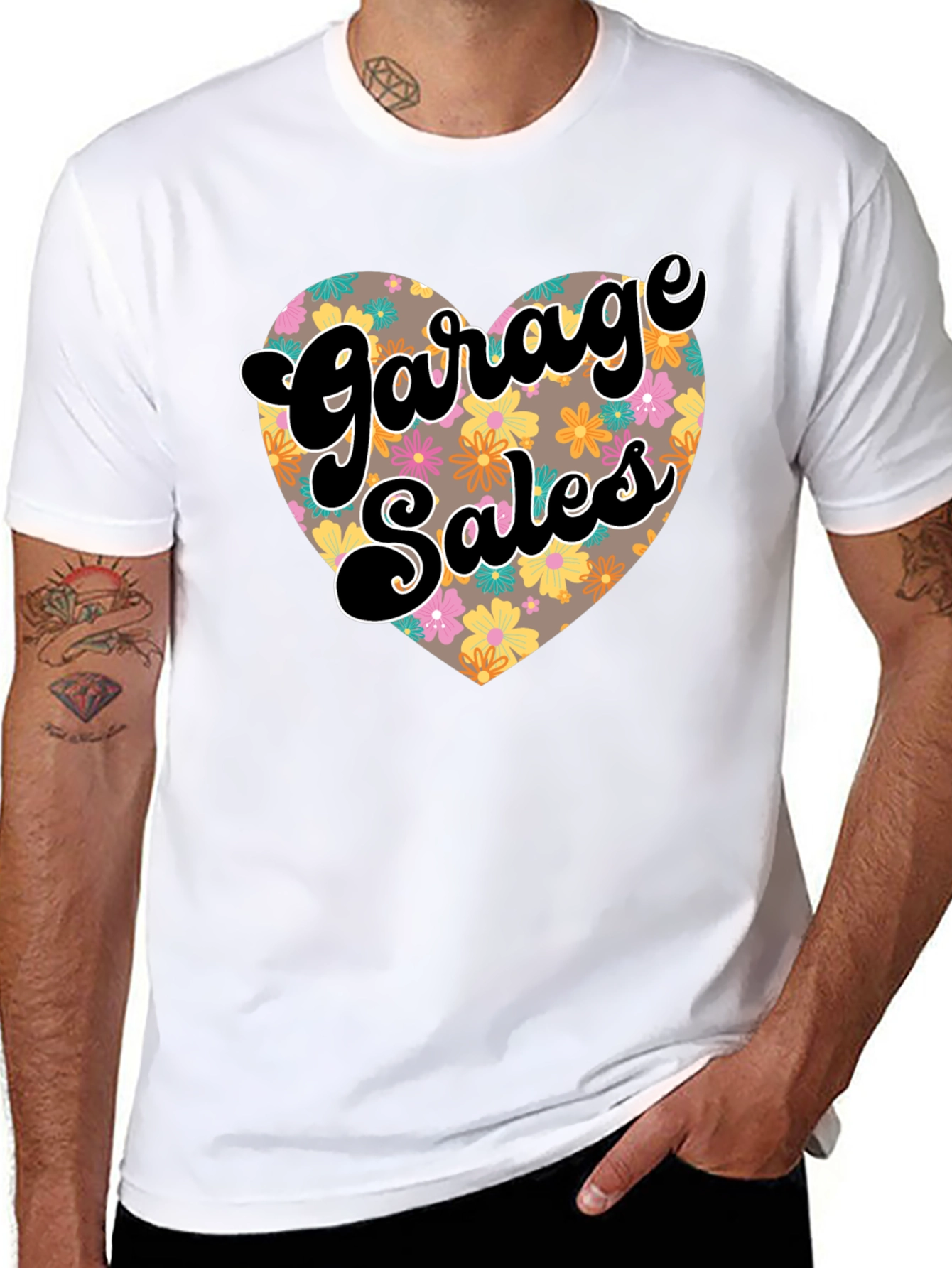 Garage Sales Floral Heart T-Shirt