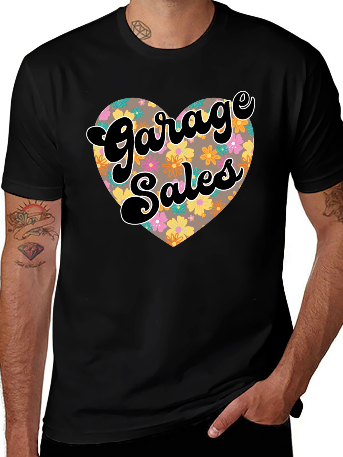 Garage Sales Floral Heart T-Shirt