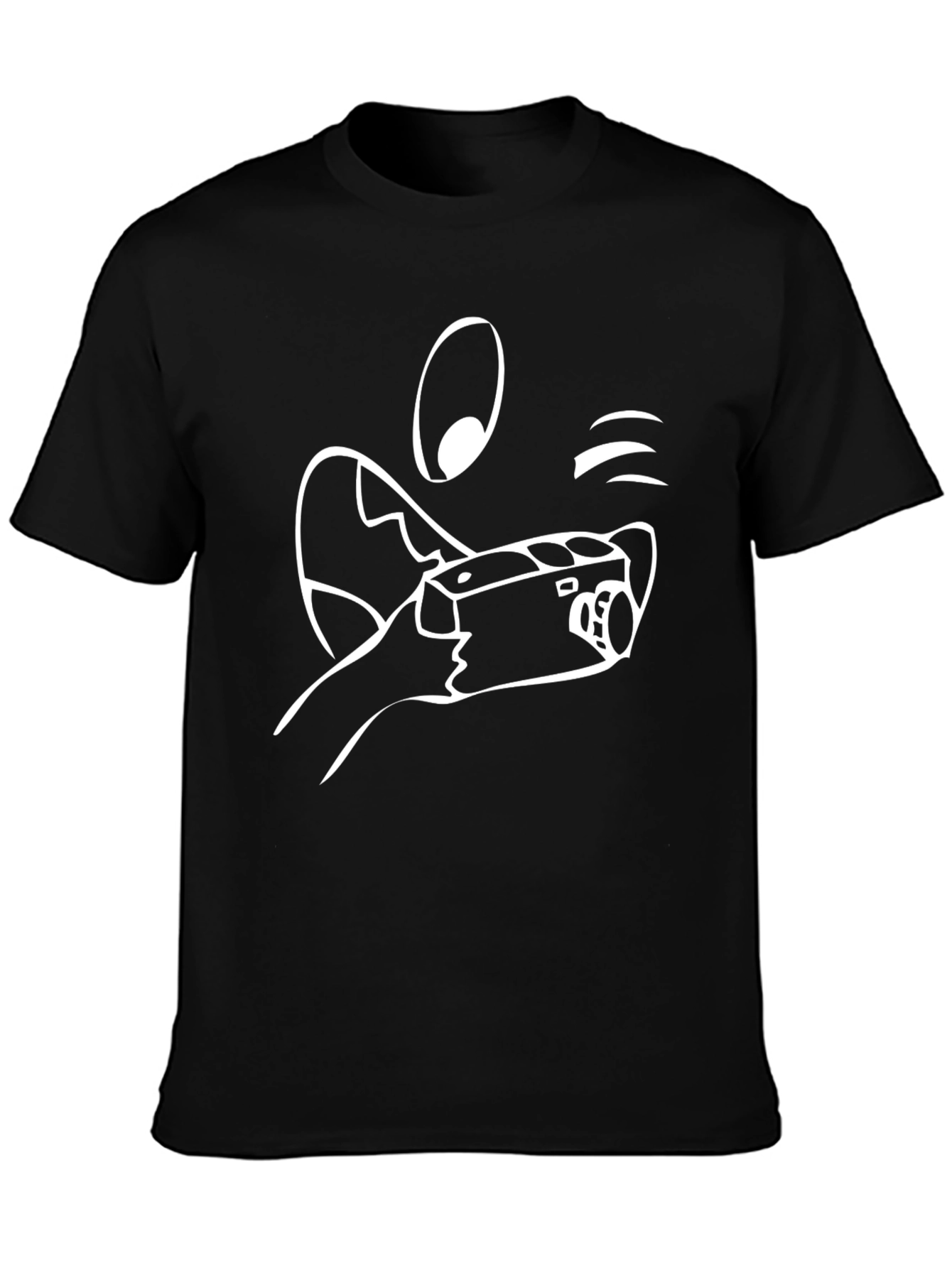 Cartoon Camera Black Tee Shirt