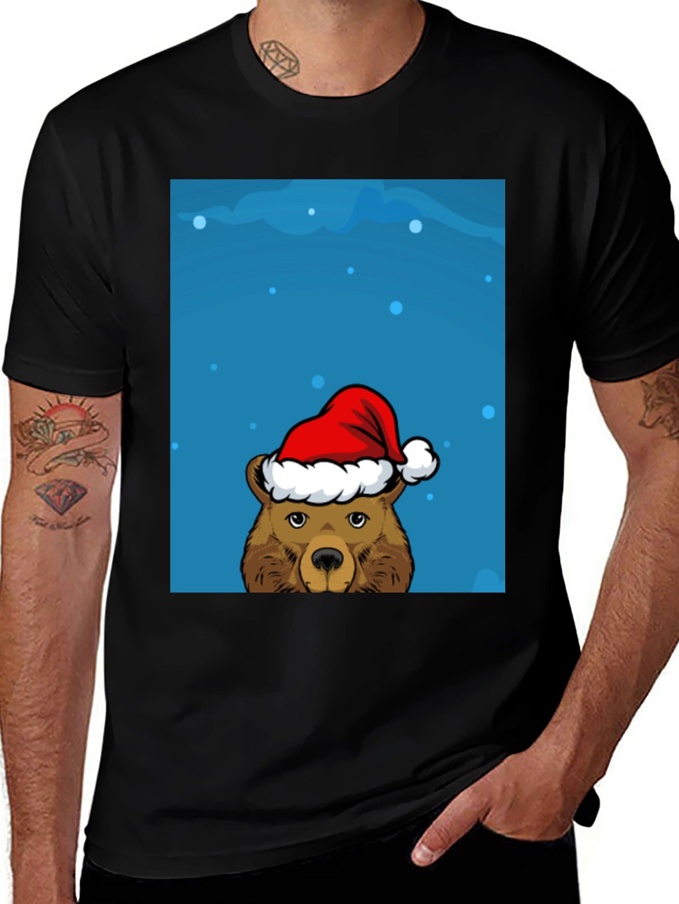 Festive Bear Graphic Tee - Holiday Cheer