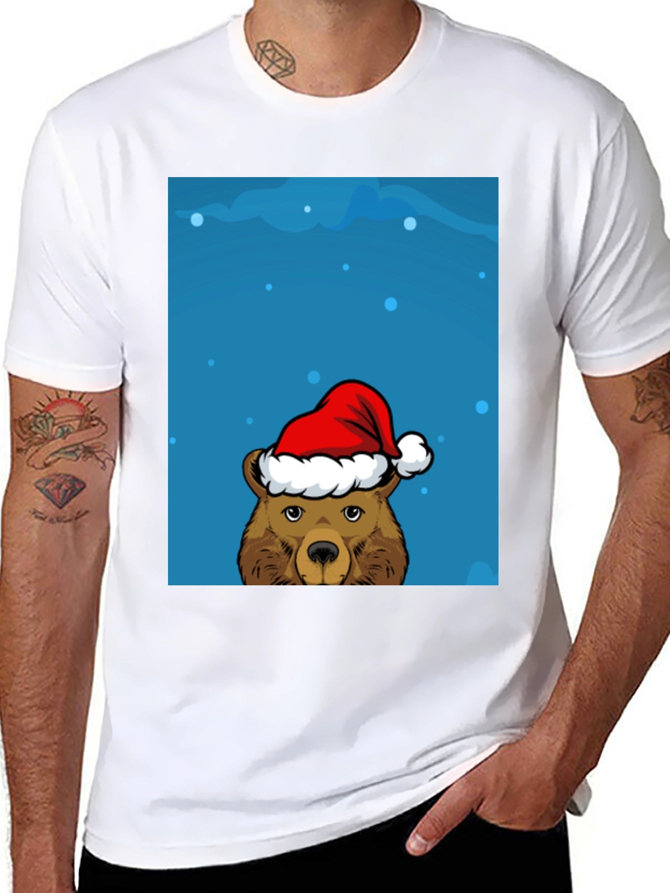 Festive Bear Graphic Tee - Holiday Cheer