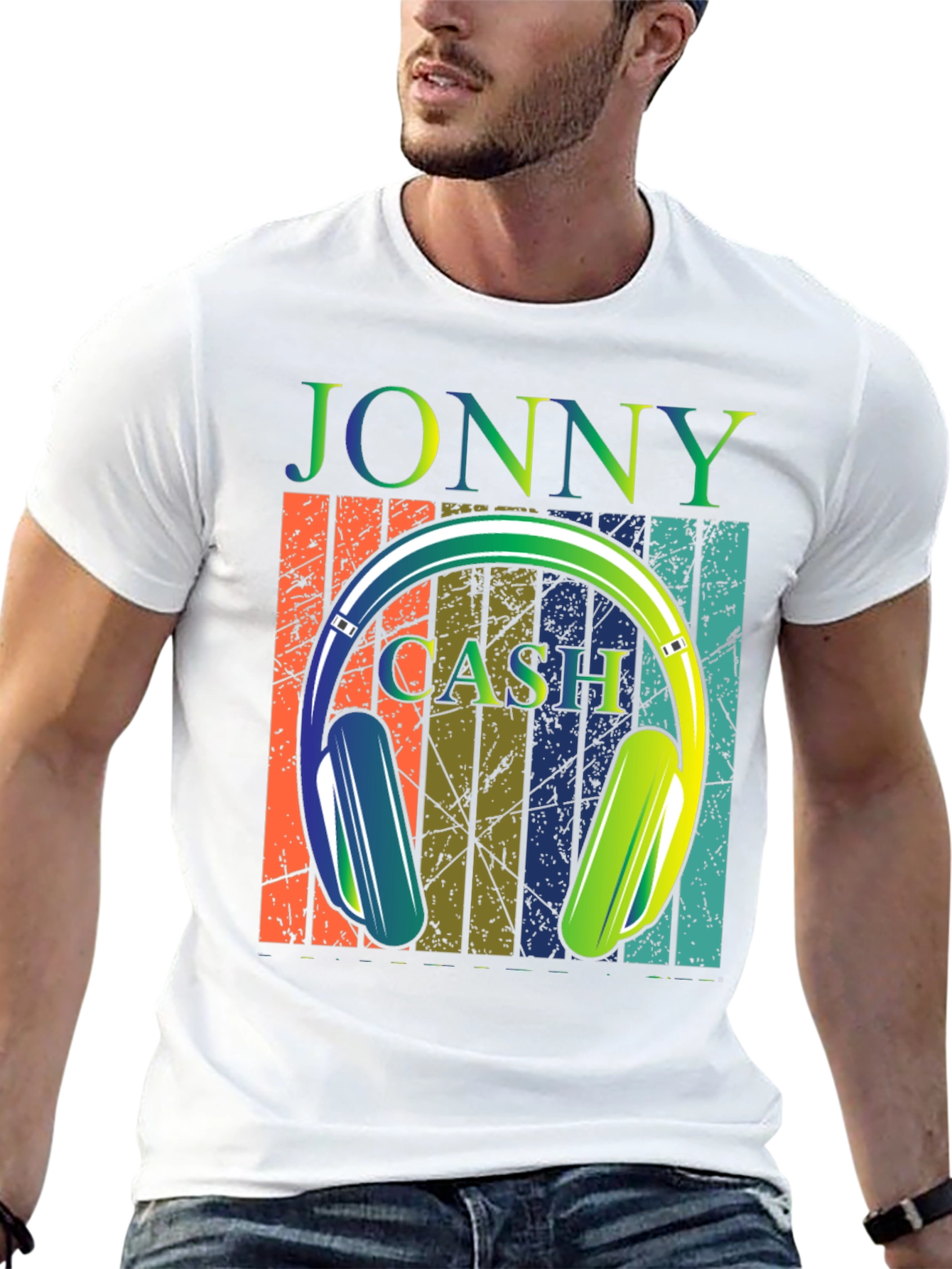 Jonny Cash Headphone Retro Graphic T-Shirt