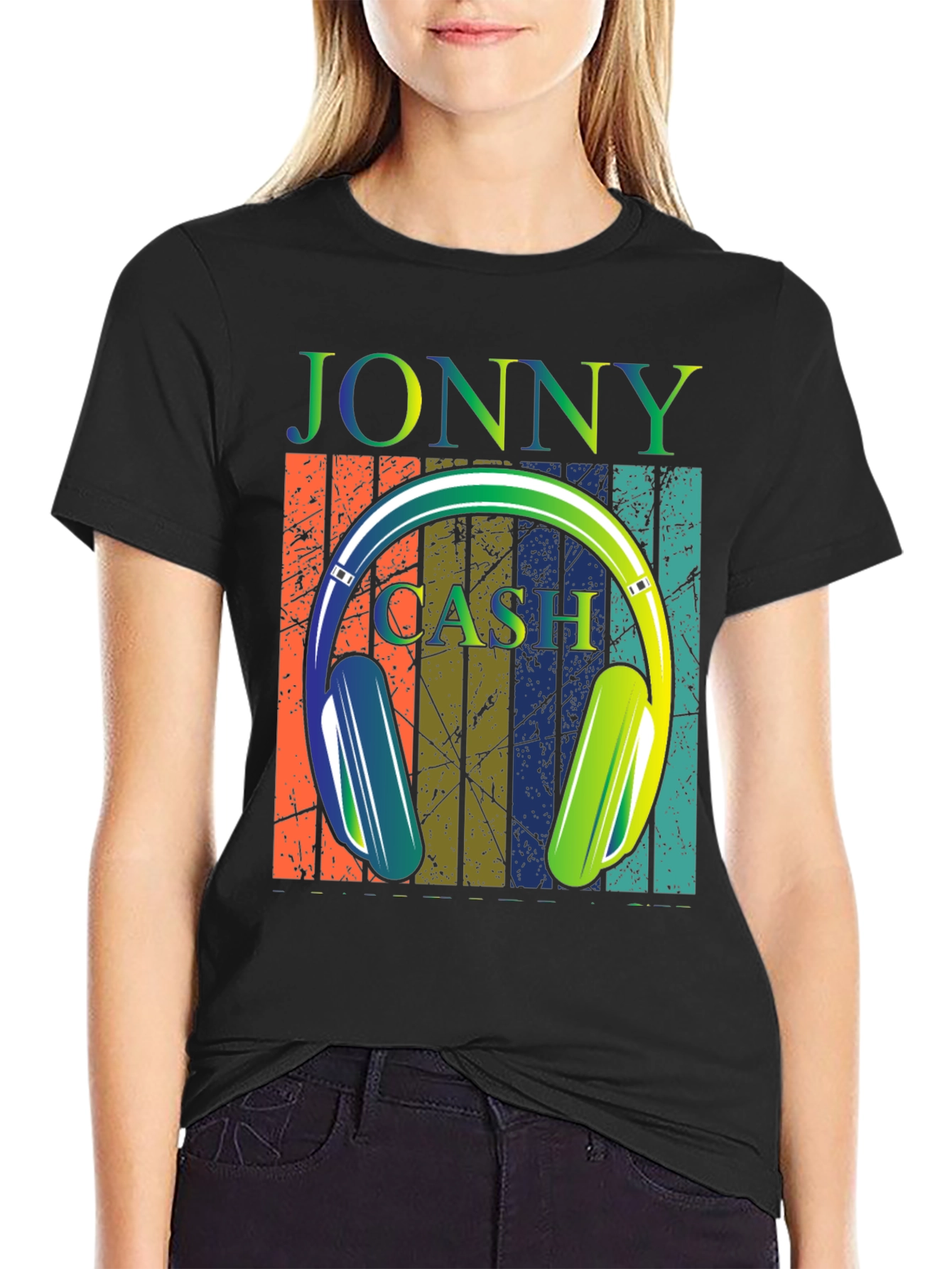 Jonny Cash Headphone Retro Graphic T-Shirt