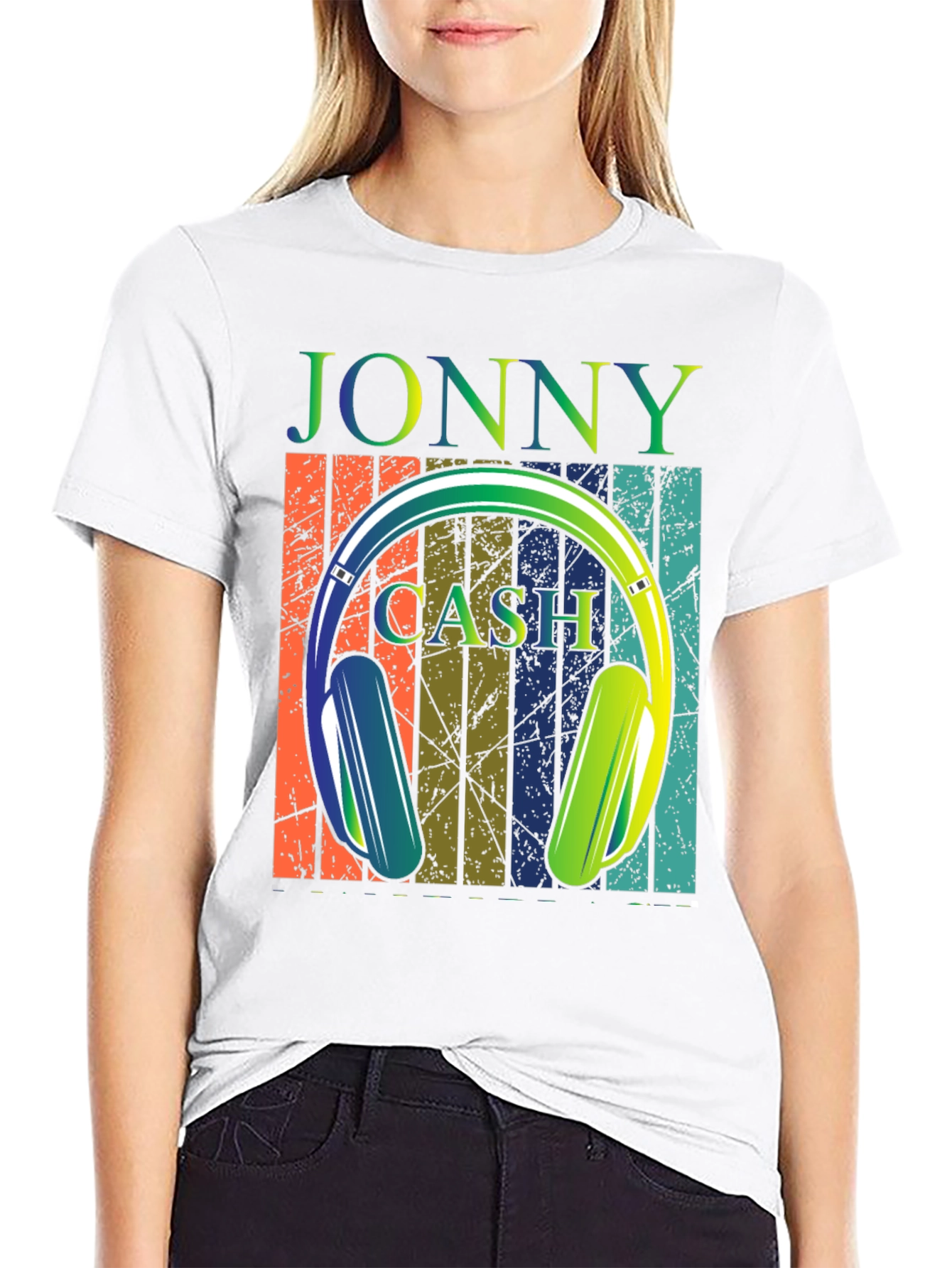 Jonny Cash Headphone Retro Graphic T-Shirt