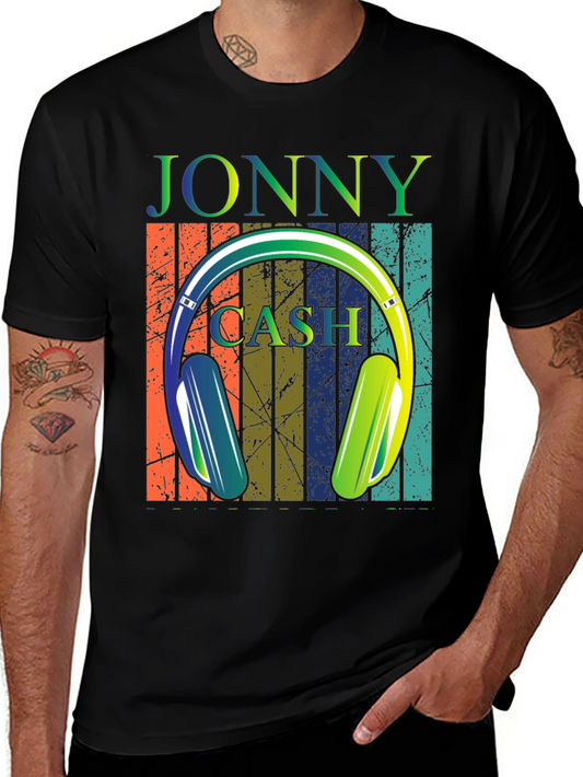 Jonny Cash Headphone Retro Graphic T-Shirt