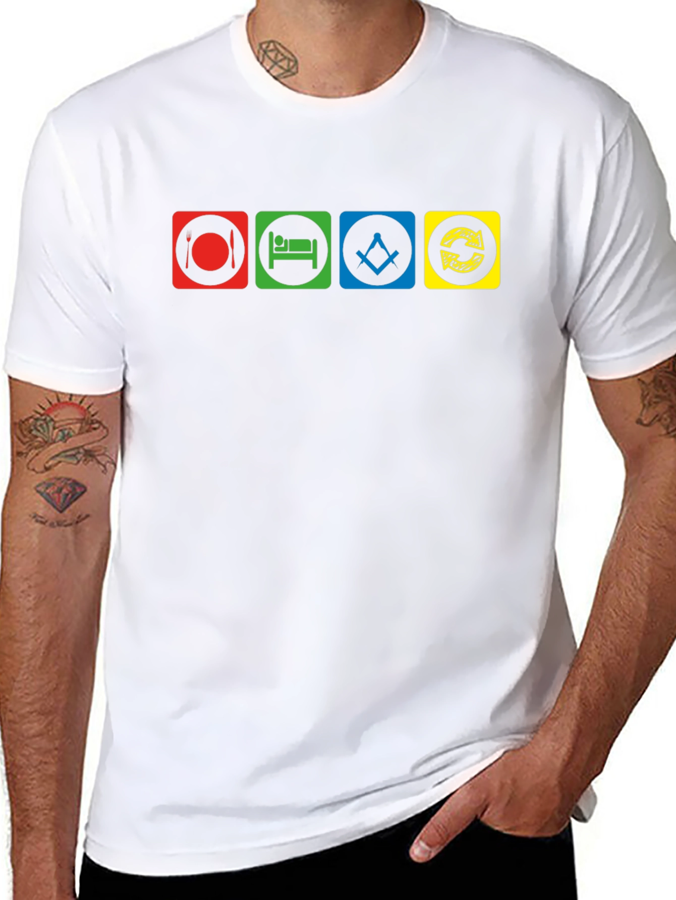 Eat Sleep Masonic Repeat Black T-Shirt