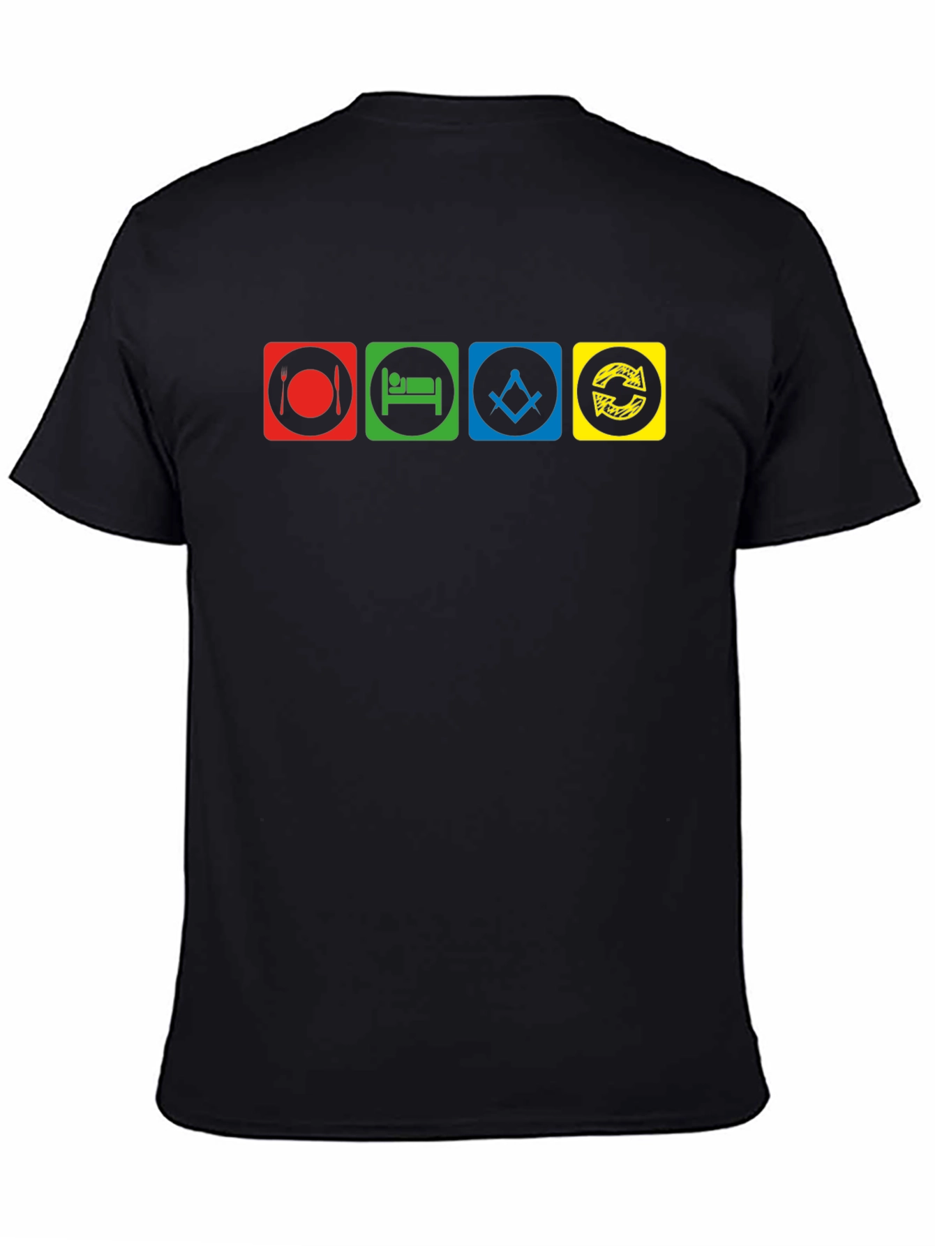 Eat Sleep Masonic Repeat Black T-Shirt